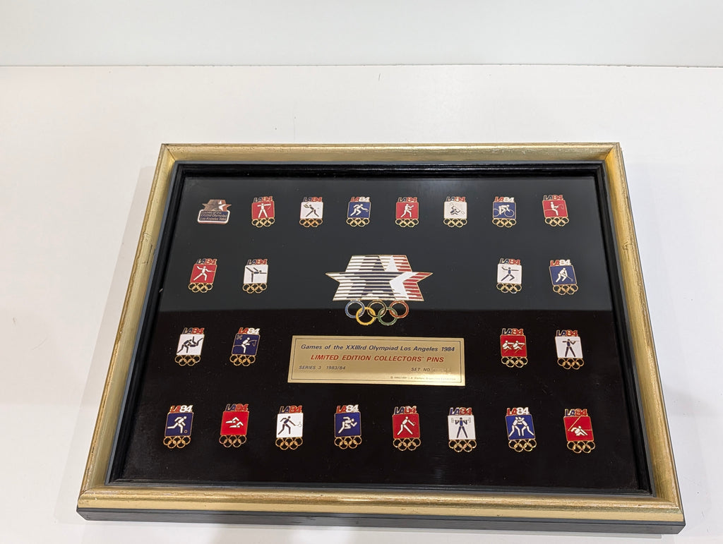 Vintage 1984 LA Olympics Limited Edition Collector Pins Framed Display Set