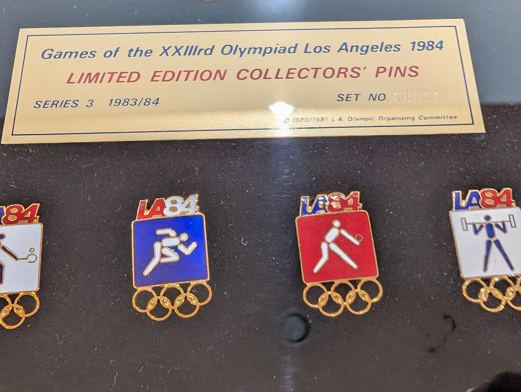 Vintage 1984 LA Olympics Limited Edition Collector Pins Framed Display Set
