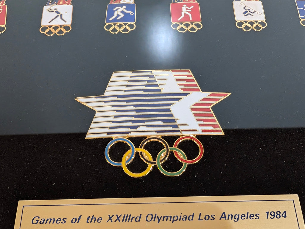 Vintage 1984 LA Olympics Limited Edition Collector Pins Framed Display Set