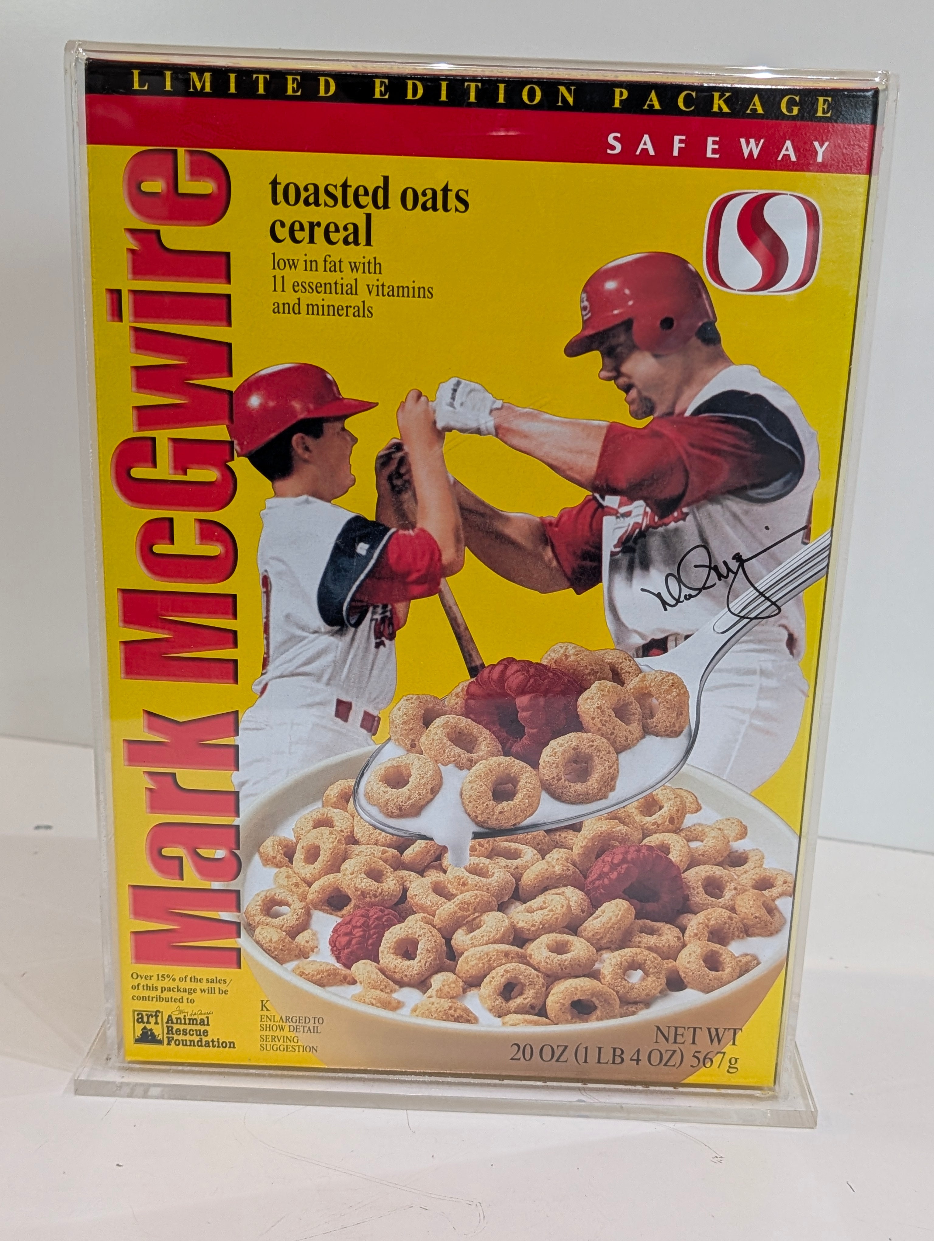 Vintage Safeway Mark McGwire Toasted Oats Cereal Box Limited Edition 20oz Display