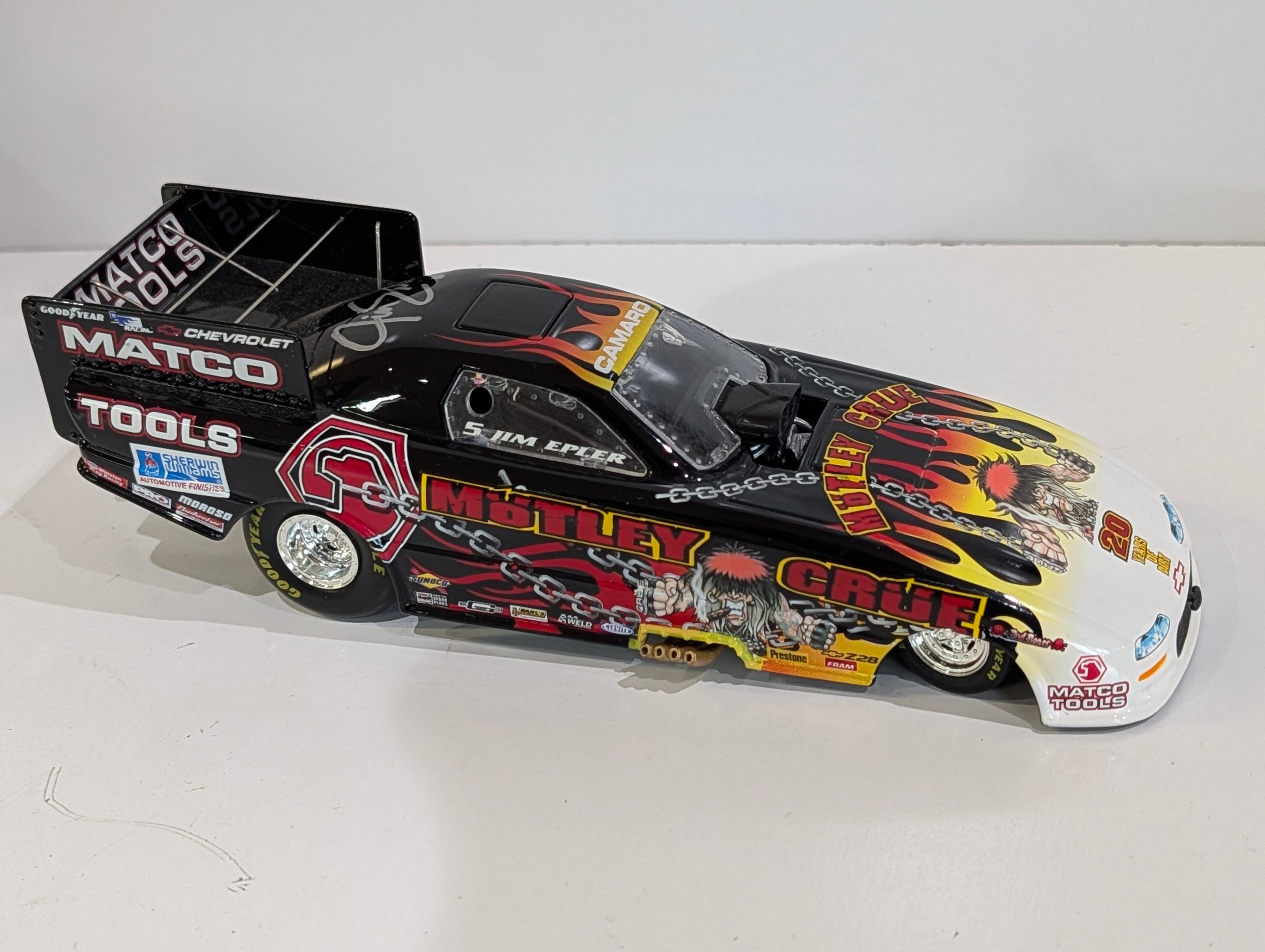 Signed Jim Epler Motley Crue 1:24 Nitro Funny Car Diecast Matco Tools COA