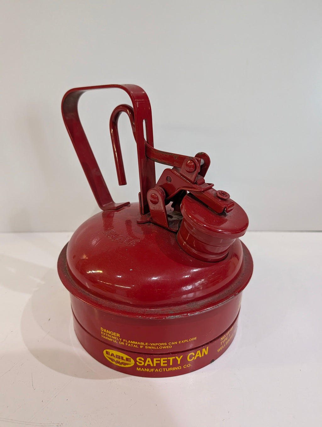 Vintage Eagle Safety Can 1/2 Gallon Red Metal Flammable Liquid Storage USA