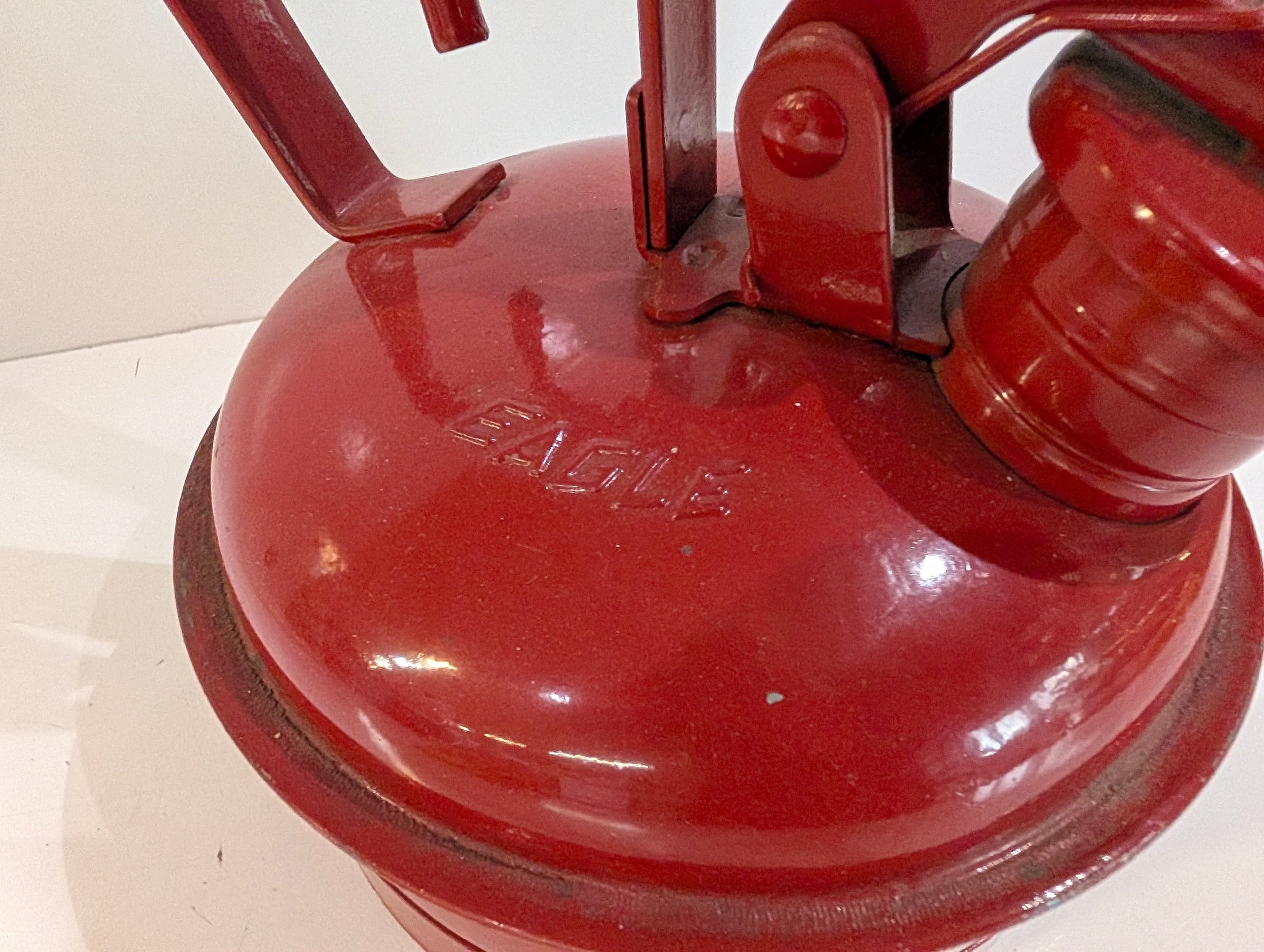 Vintage Eagle Safety Can 1/2 Gallon Red Metal Flammable Liquid Storage USA