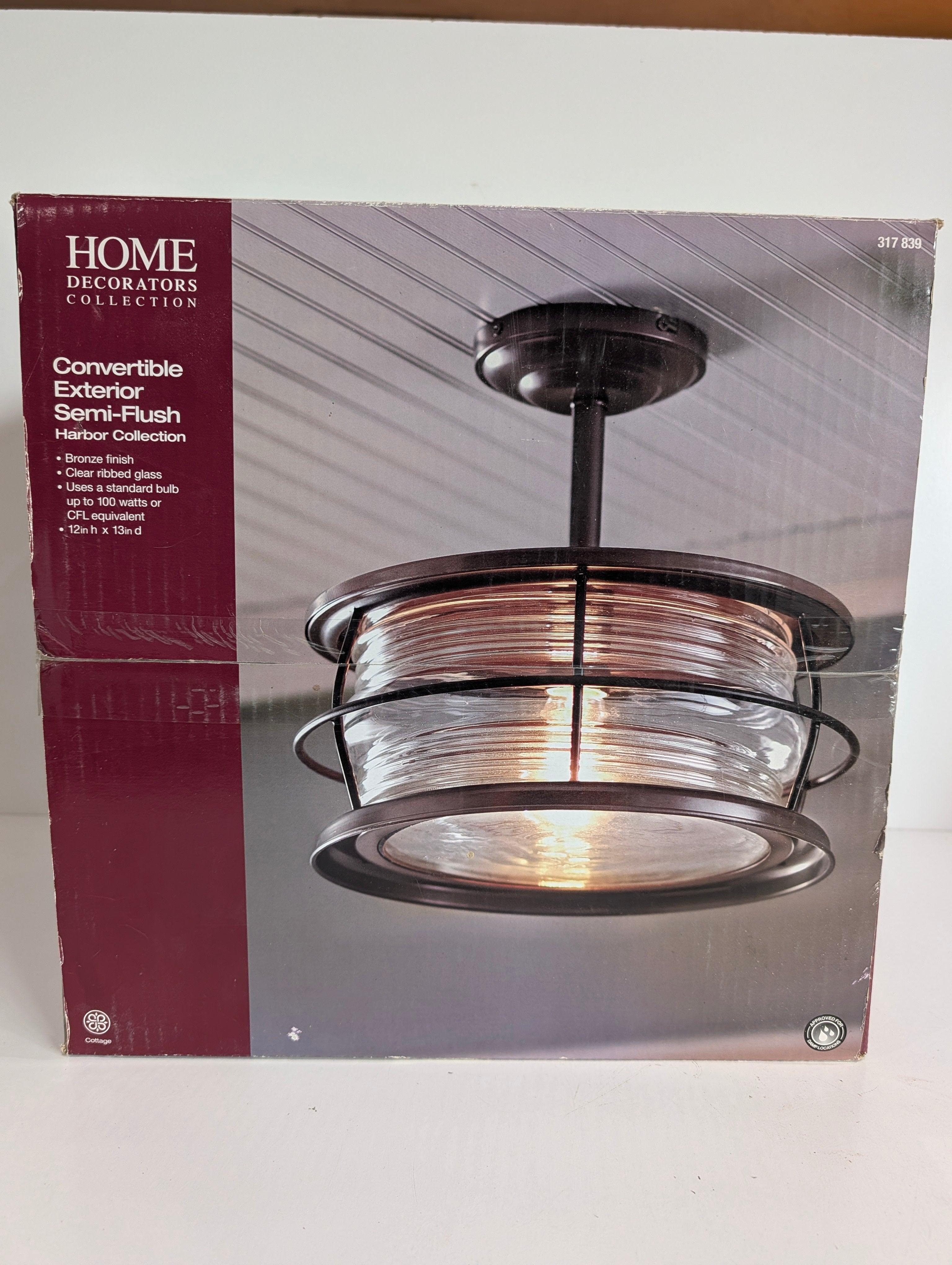 Home Decorators Harbor Bronze Semi Flush Exterior Ceiling Light 13in Fixture