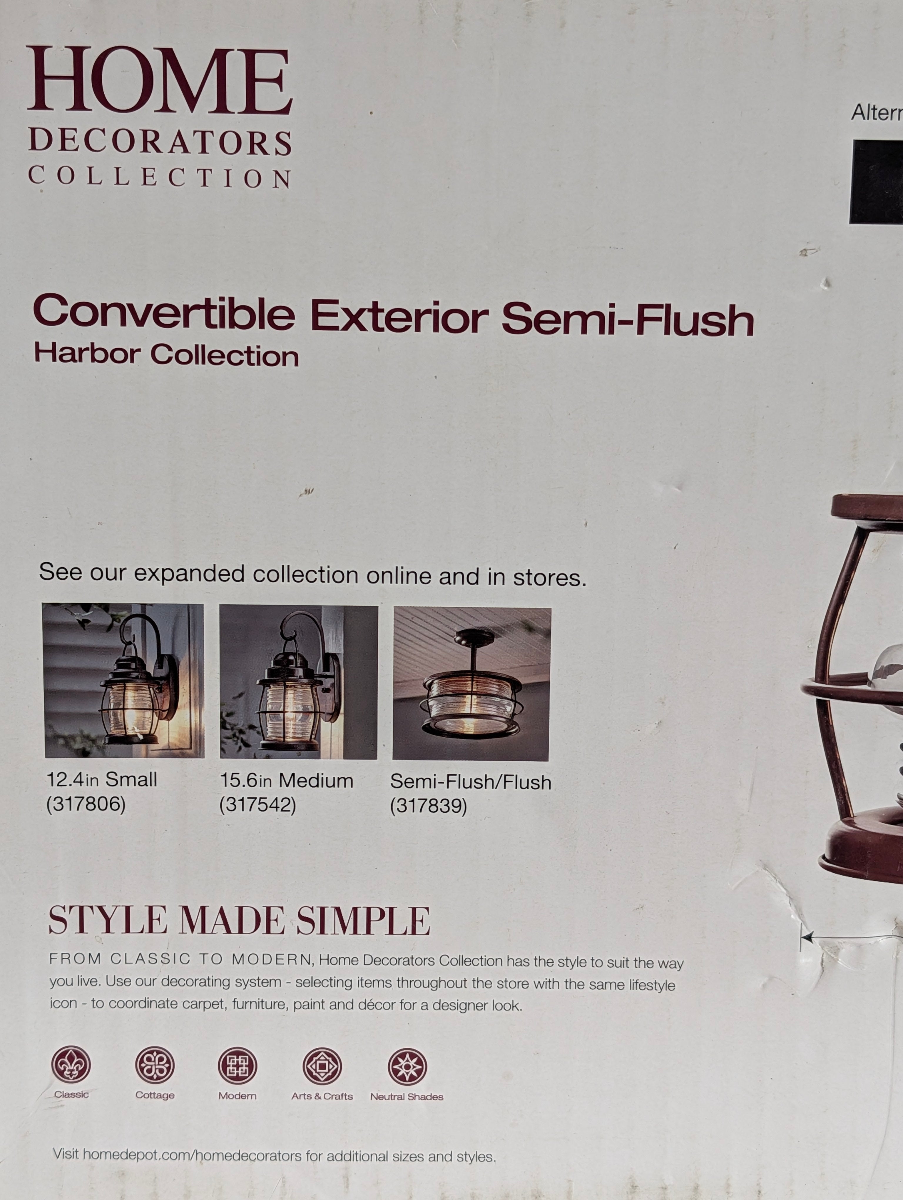 Home Decorators Harbor Bronze Semi Flush Exterior Ceiling Light 13in Fixture