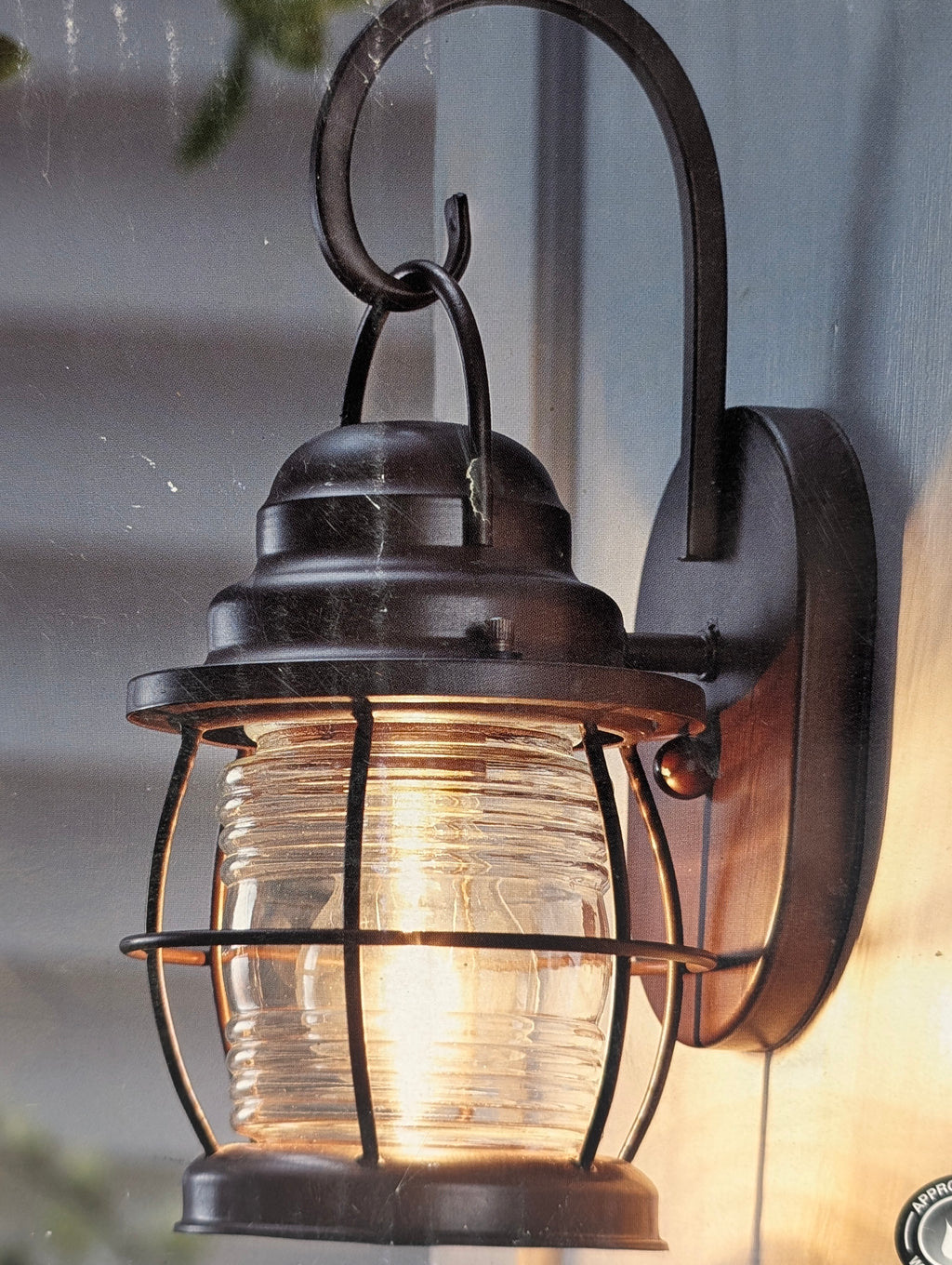 Home Decorators Small Exterior Wall Lantern Bronze Ribbed Glass 12.4in Light