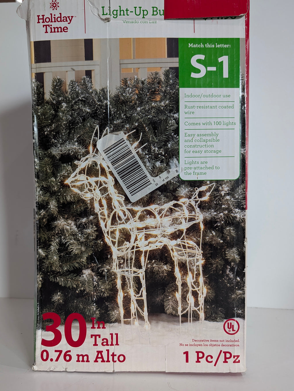 Holiday Time 30in Light Up Buck Deer Christmas Decor 100 Lights Indoor Outdoor