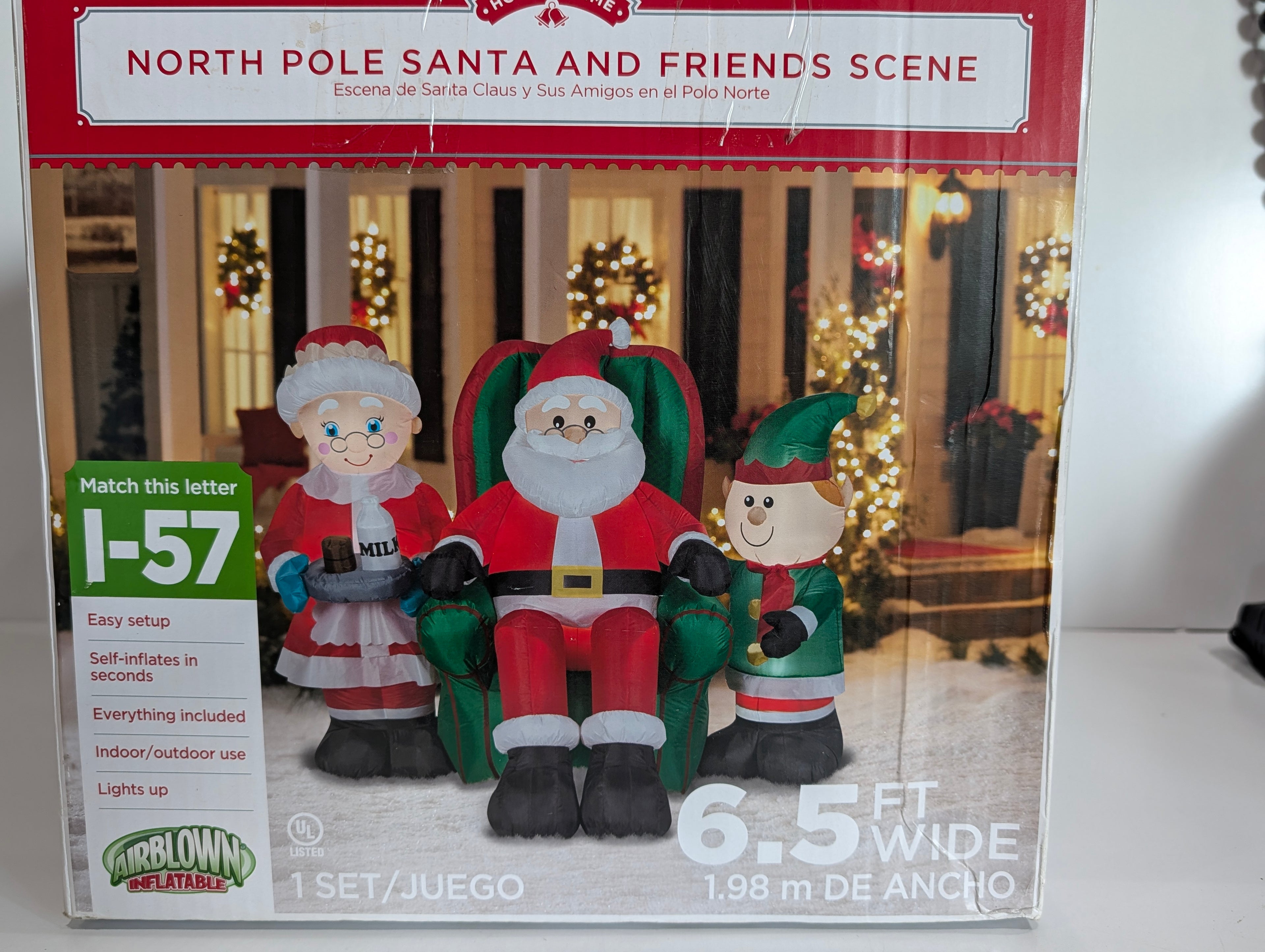 Holiday Time 6.5Ft Santa Mrs Claus Elf Inflatable Airblown Christmas Scene Decor