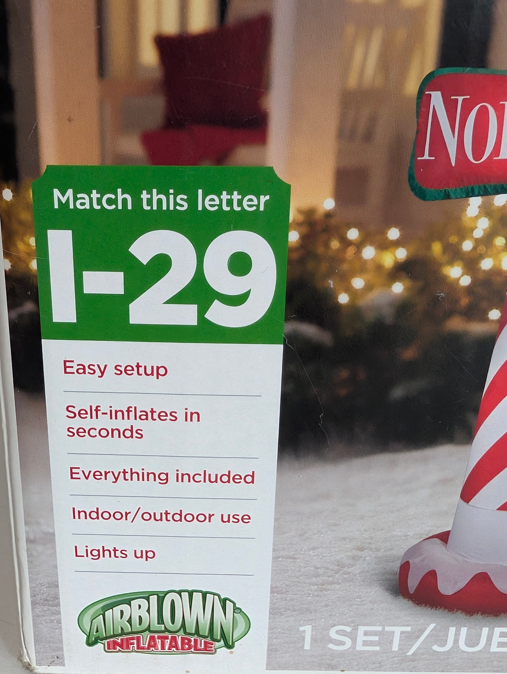 Holiday Time 7Ft North Pole Airblown Inflatable Candy Cane Lighted Decor