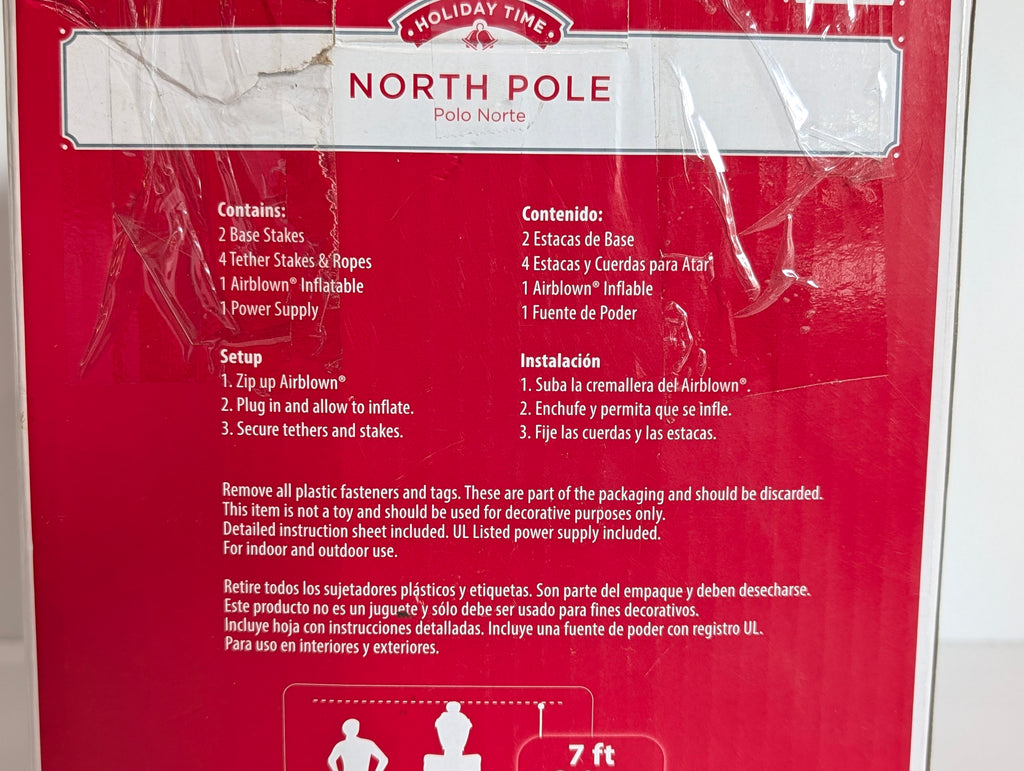 Holiday Time 7Ft North Pole Airblown Inflatable Candy Cane Lighted Decor
