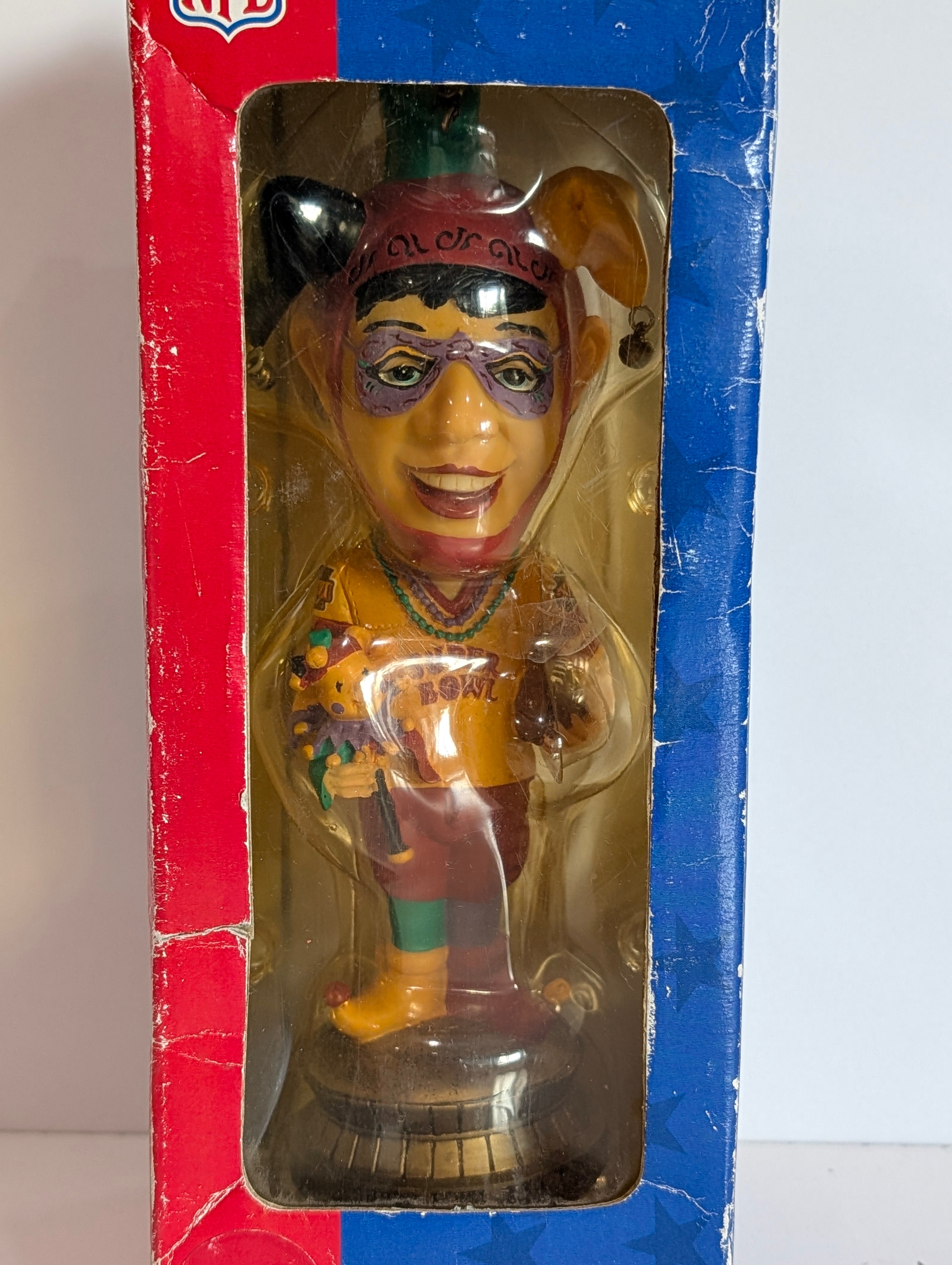 Vintage NFL Super Bowl XXXVI 2002 Mardi Gras Jester Bobblehead New Orleans LA