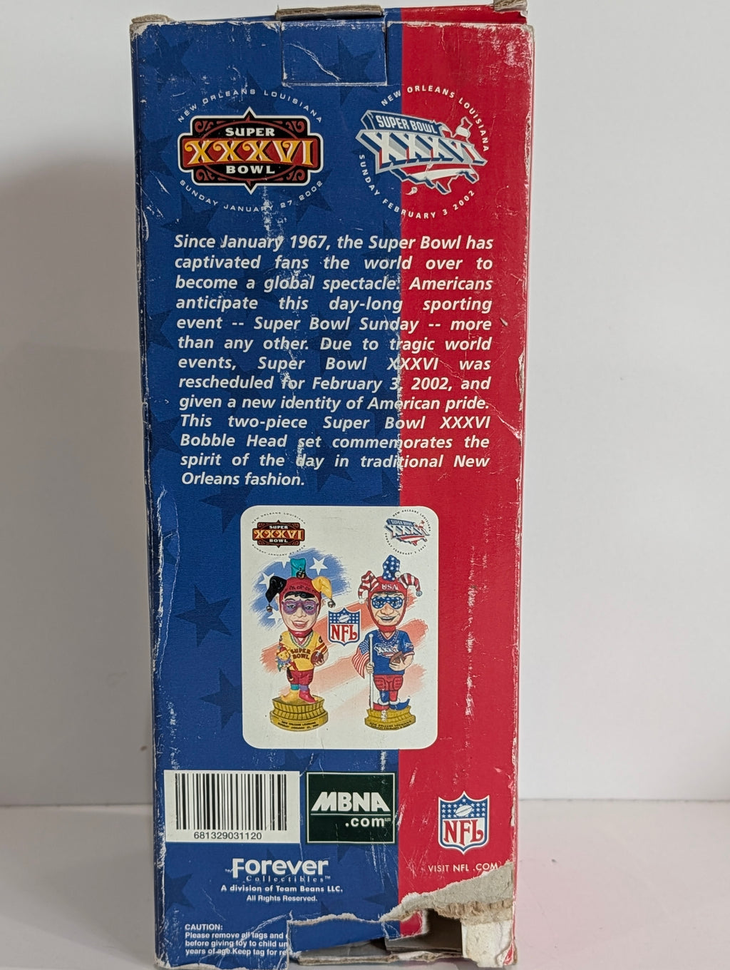 Vintage NFL Super Bowl XXXVI 2002 Mardi Gras Jester Bobblehead New Orleans LA