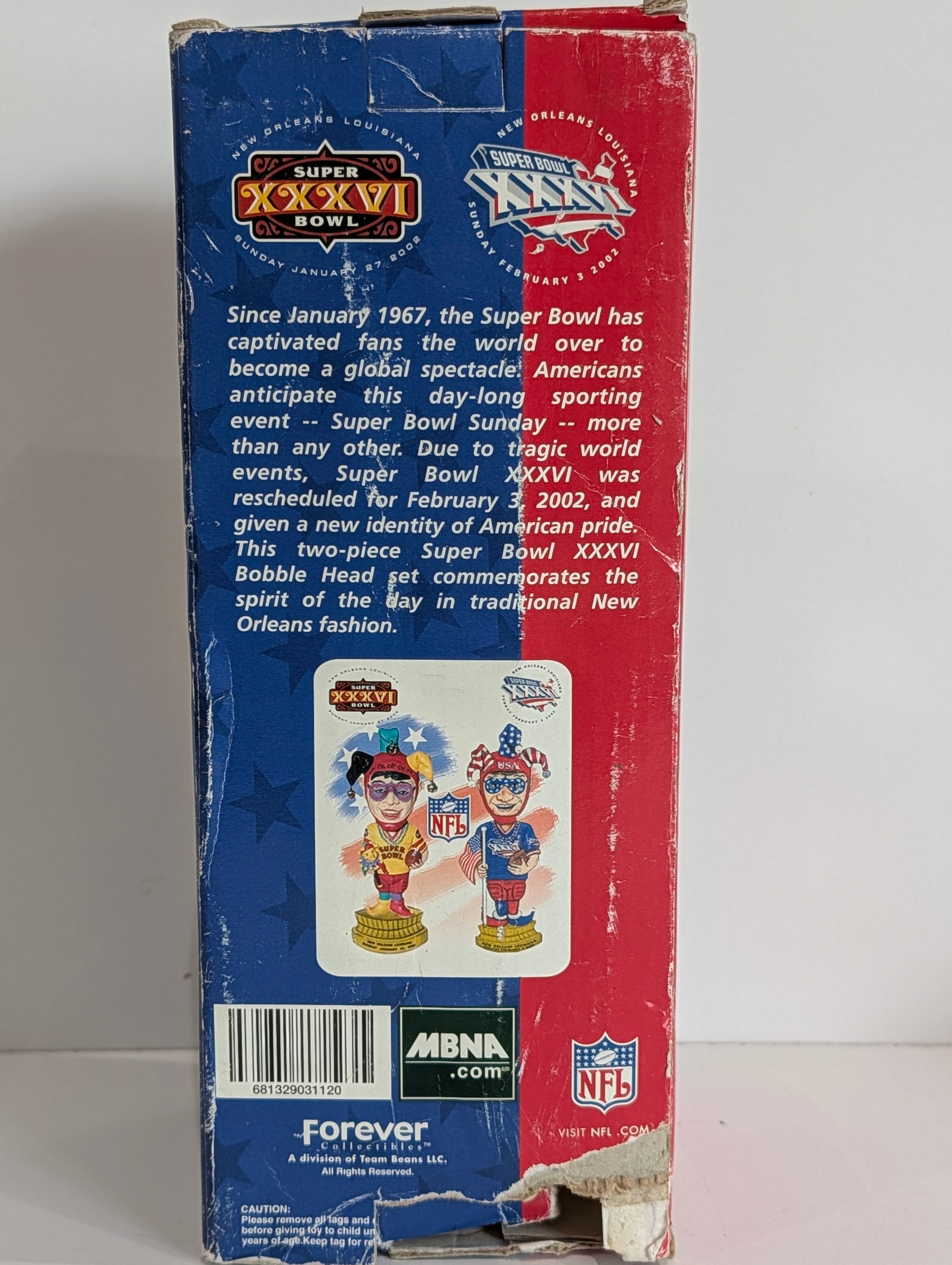 Vintage NFL Super Bowl XXXVI 2002 Mardi Gras Jester Bobblehead New Orleans LA