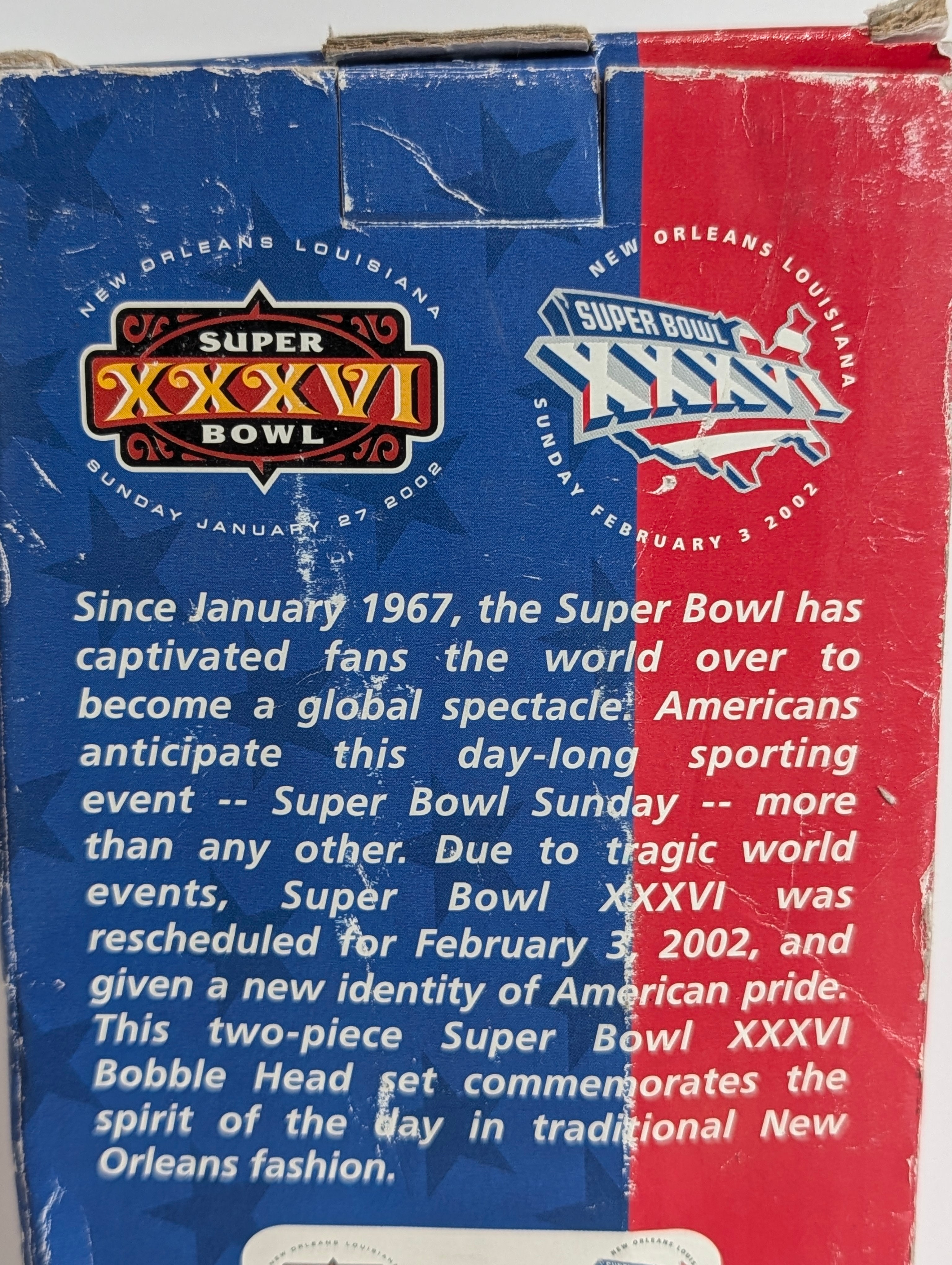 Vintage NFL Super Bowl XXXVI 2002 Mardi Gras Jester Bobblehead New Orleans LA