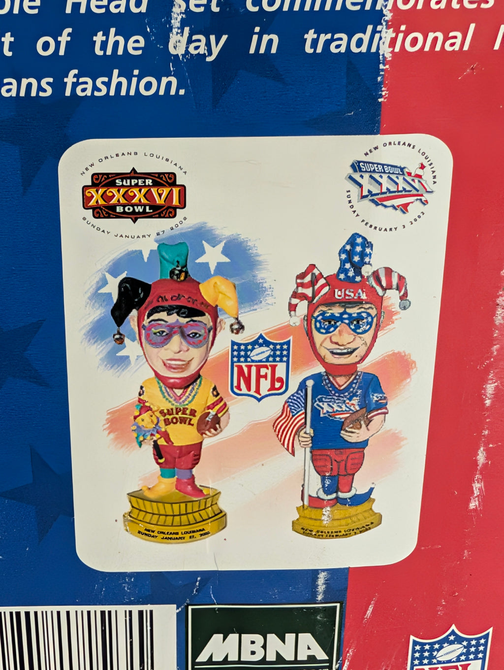 Vintage NFL Super Bowl XXXVI 2002 Mardi Gras Jester Bobblehead New Orleans LA