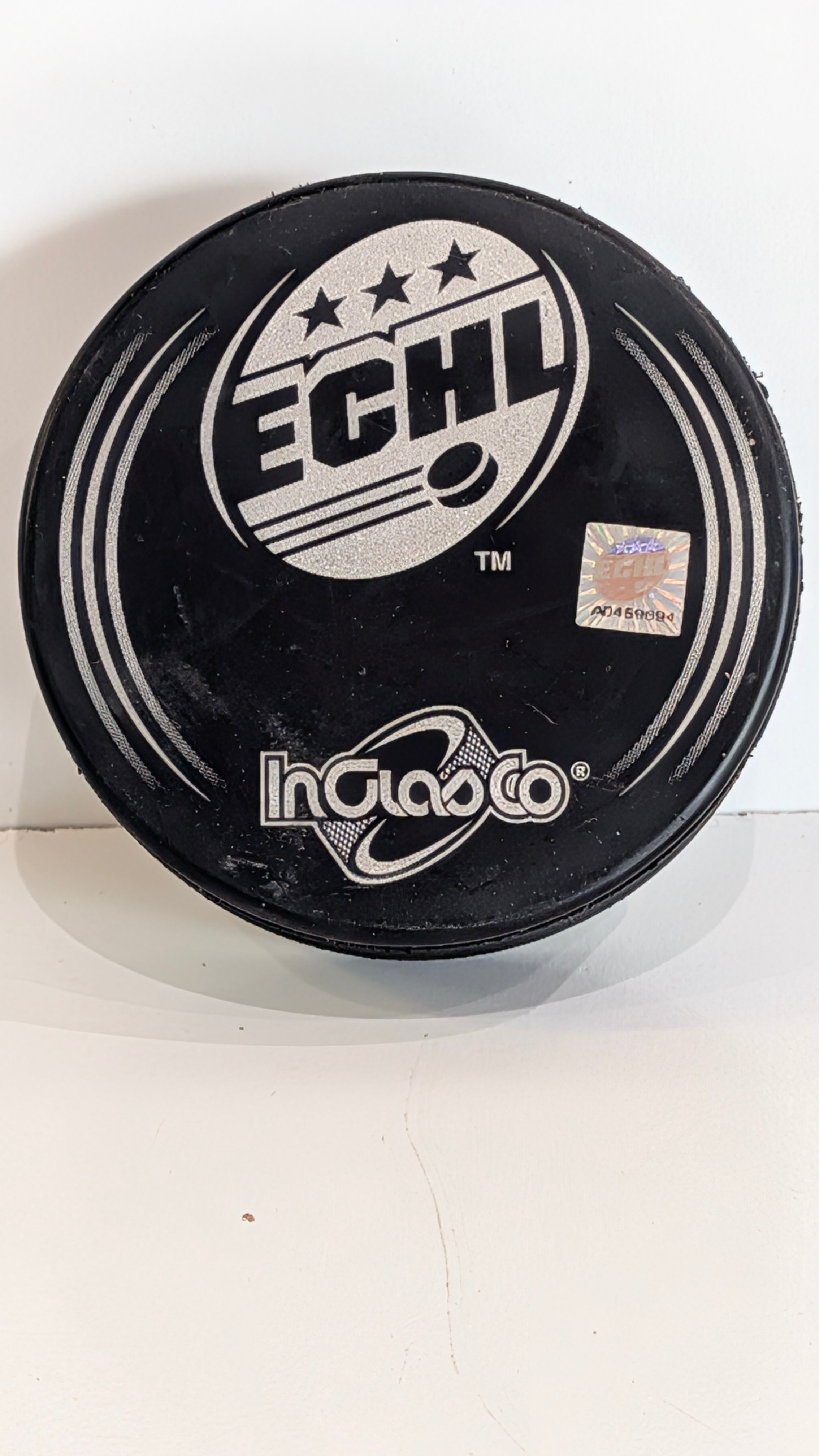 Signed Autograph Stockton Thunder ECHL Hockey Puck Inglasco Official Game