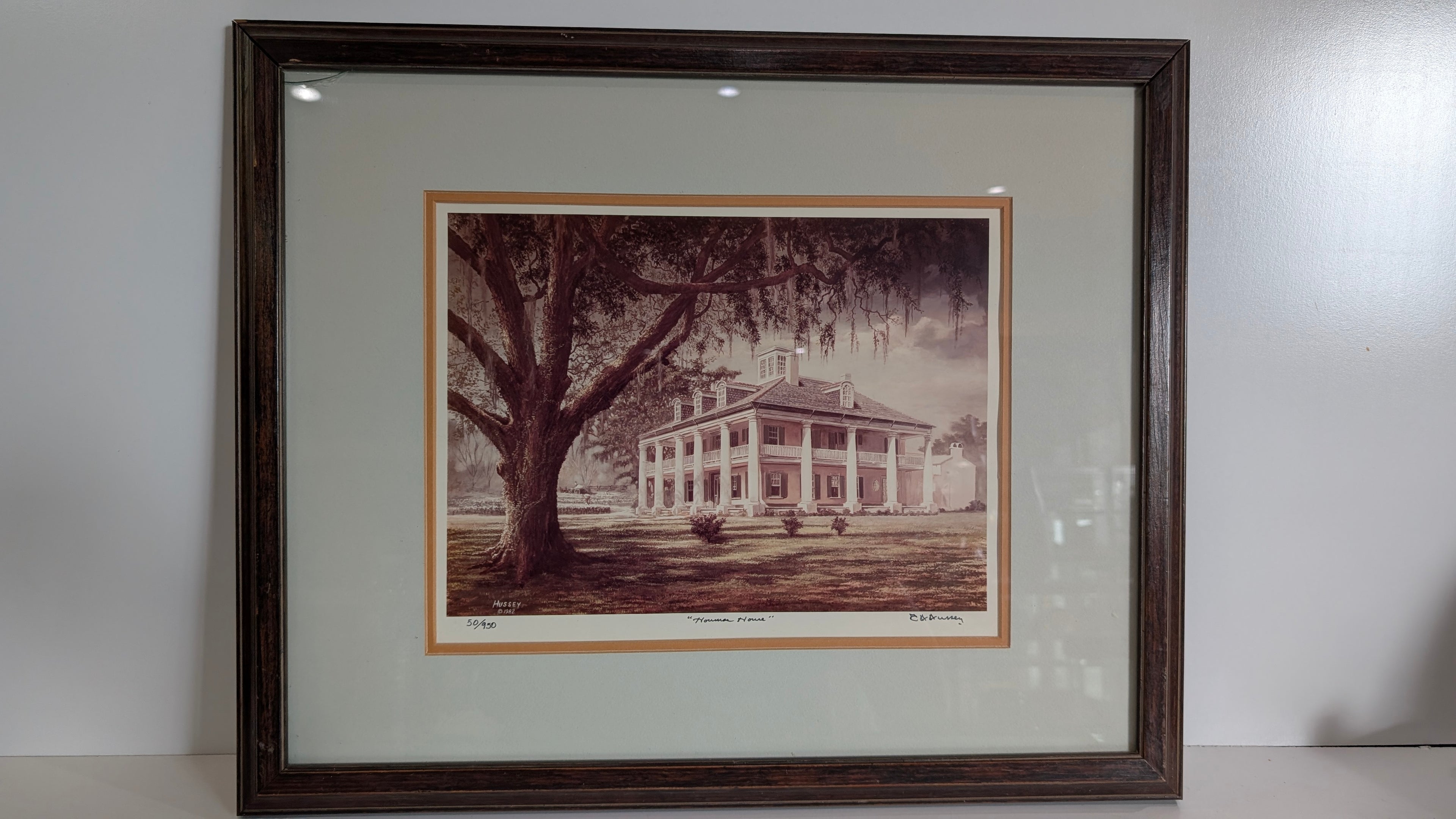 Vintage 1982 Houmas House Signed Numbered Print 50/950 Framed Artwork Decor
