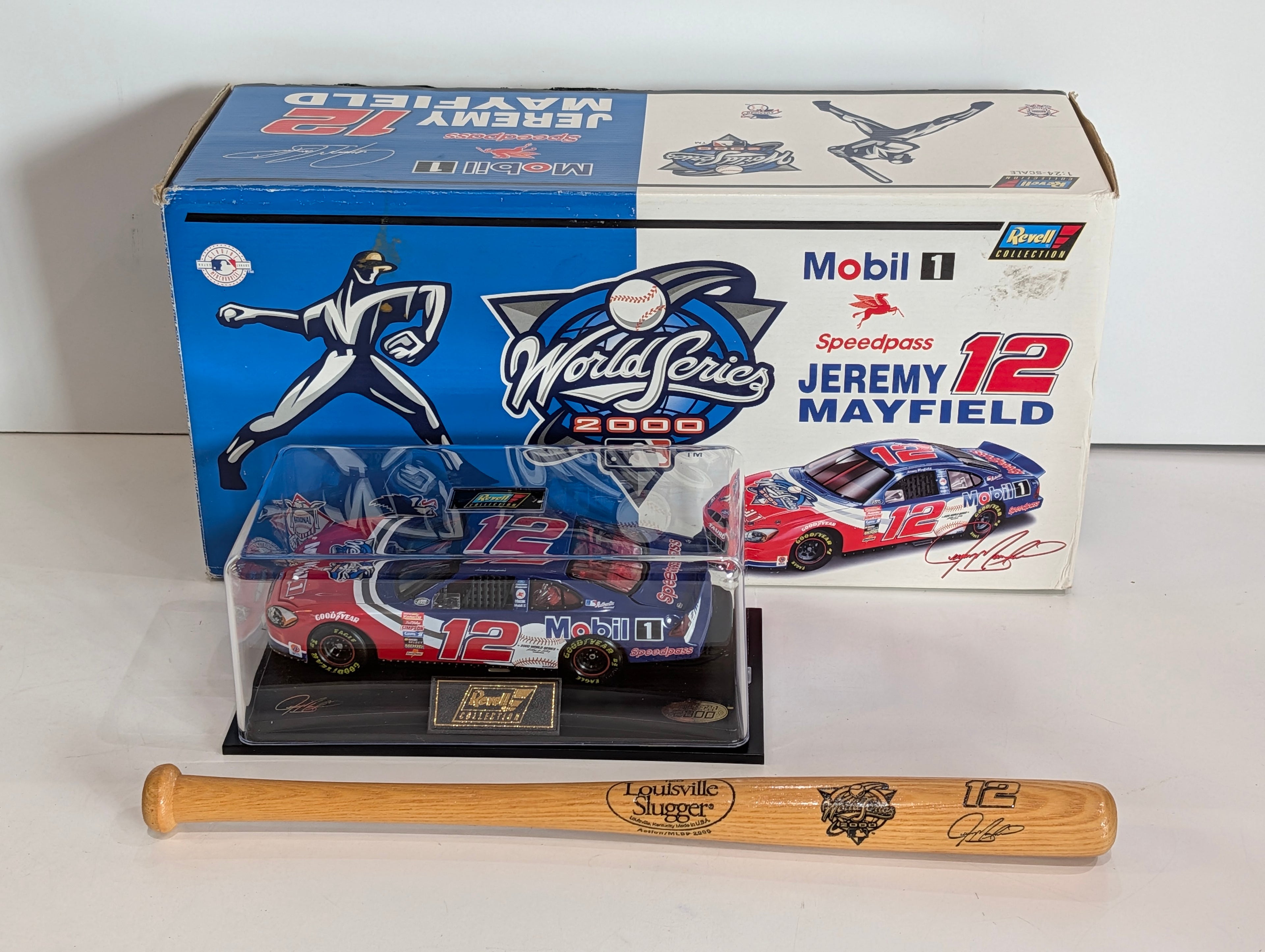 2000 Revell Jeremy Mayfield 12 Mobil 1 World Series Diecast Car Bat Set