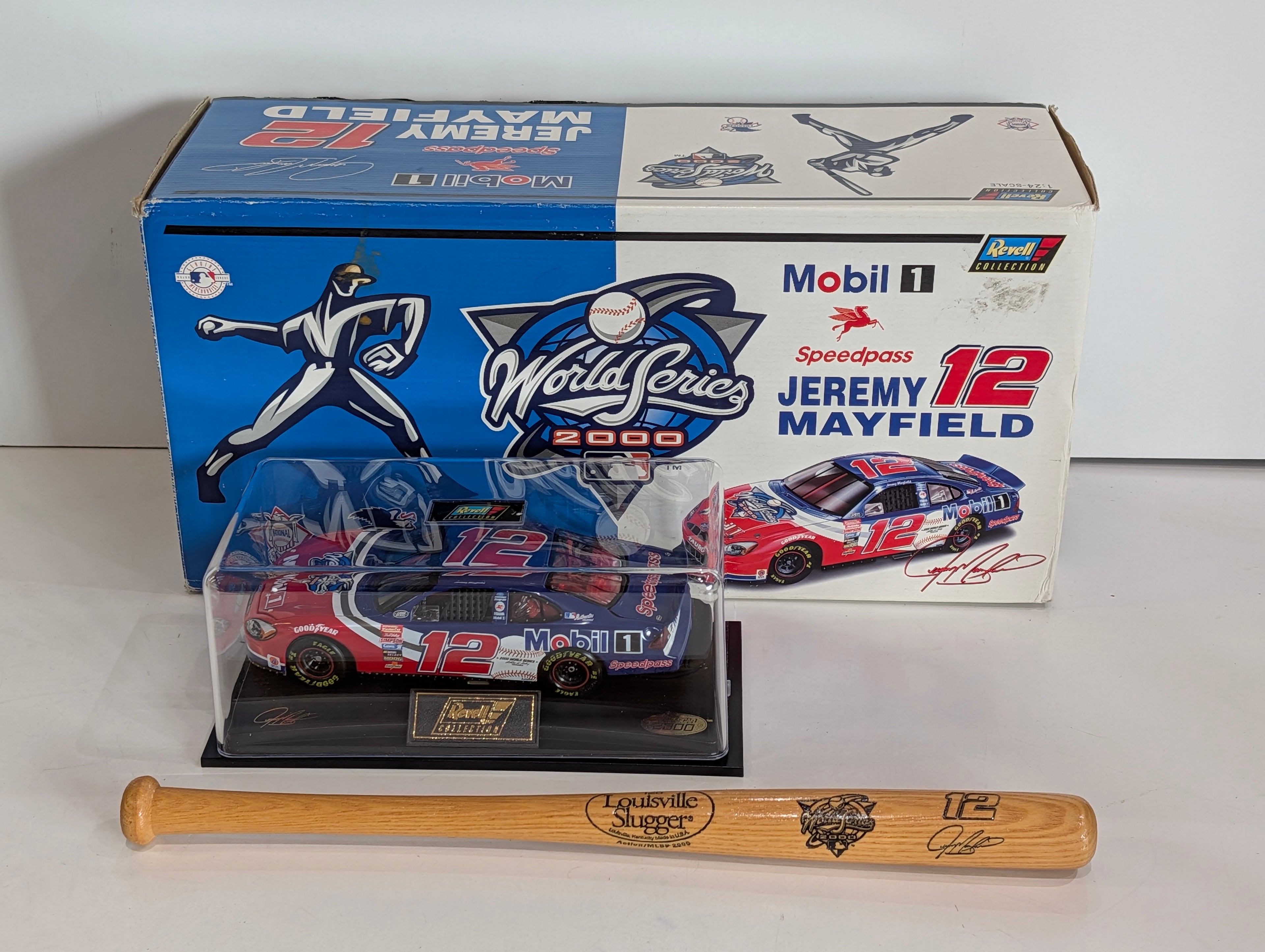 2000 Revell Jeremy Mayfield 12 Mobil 1 World Series Diecast Car Bat Set