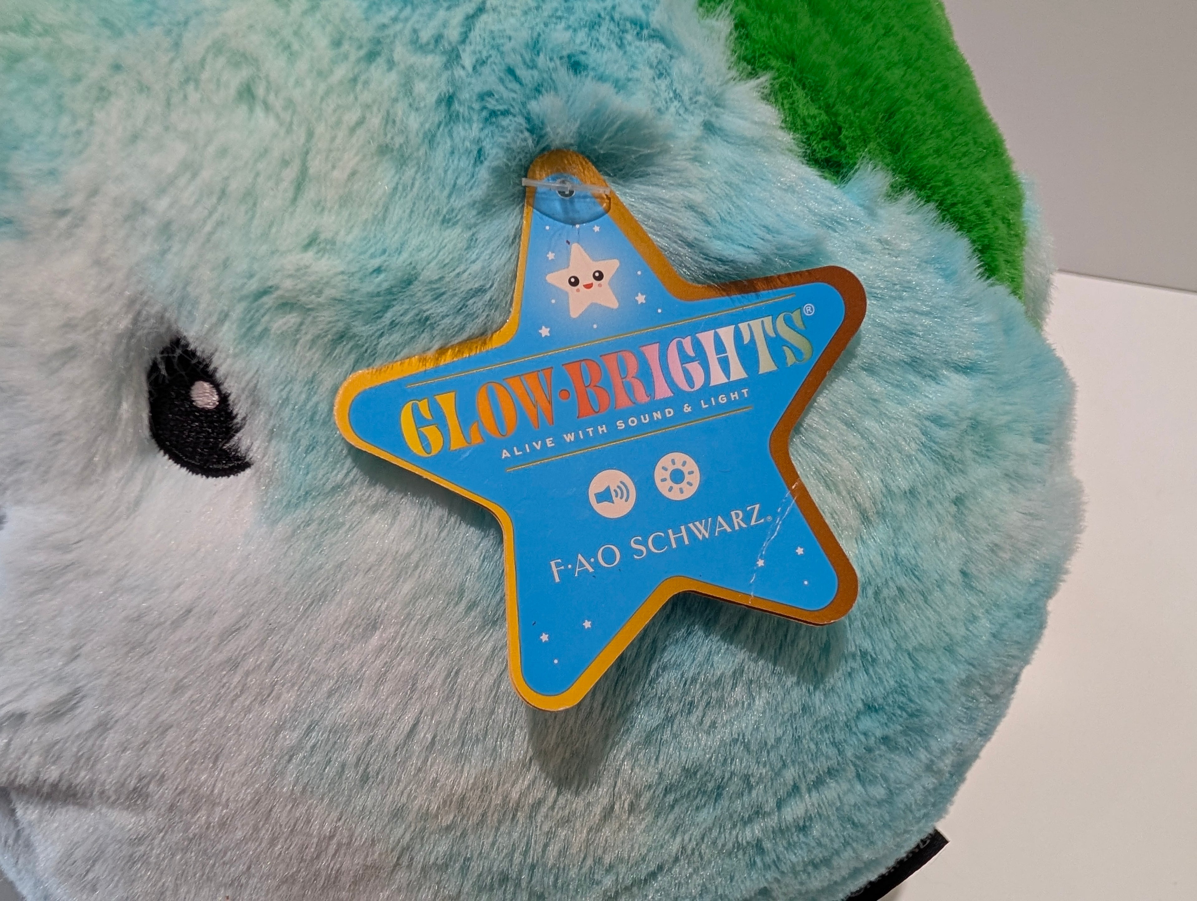 FAO Schwarz Glow Brights Plush Earth Globe Light Sound Toy Soft Round