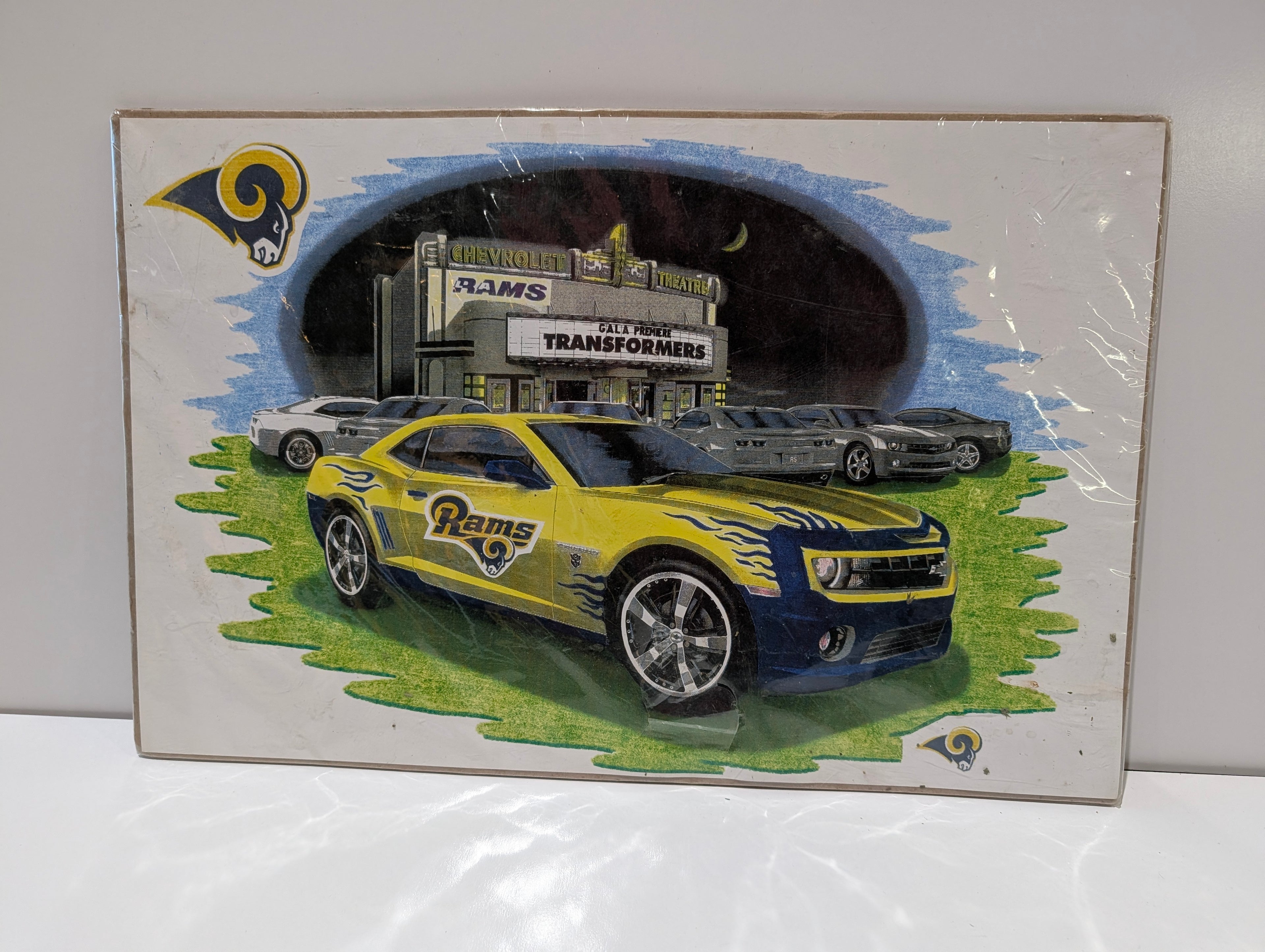 Los Angeles Rams Chevrolet Camaro Transformers Movie Promo Art Print Poster