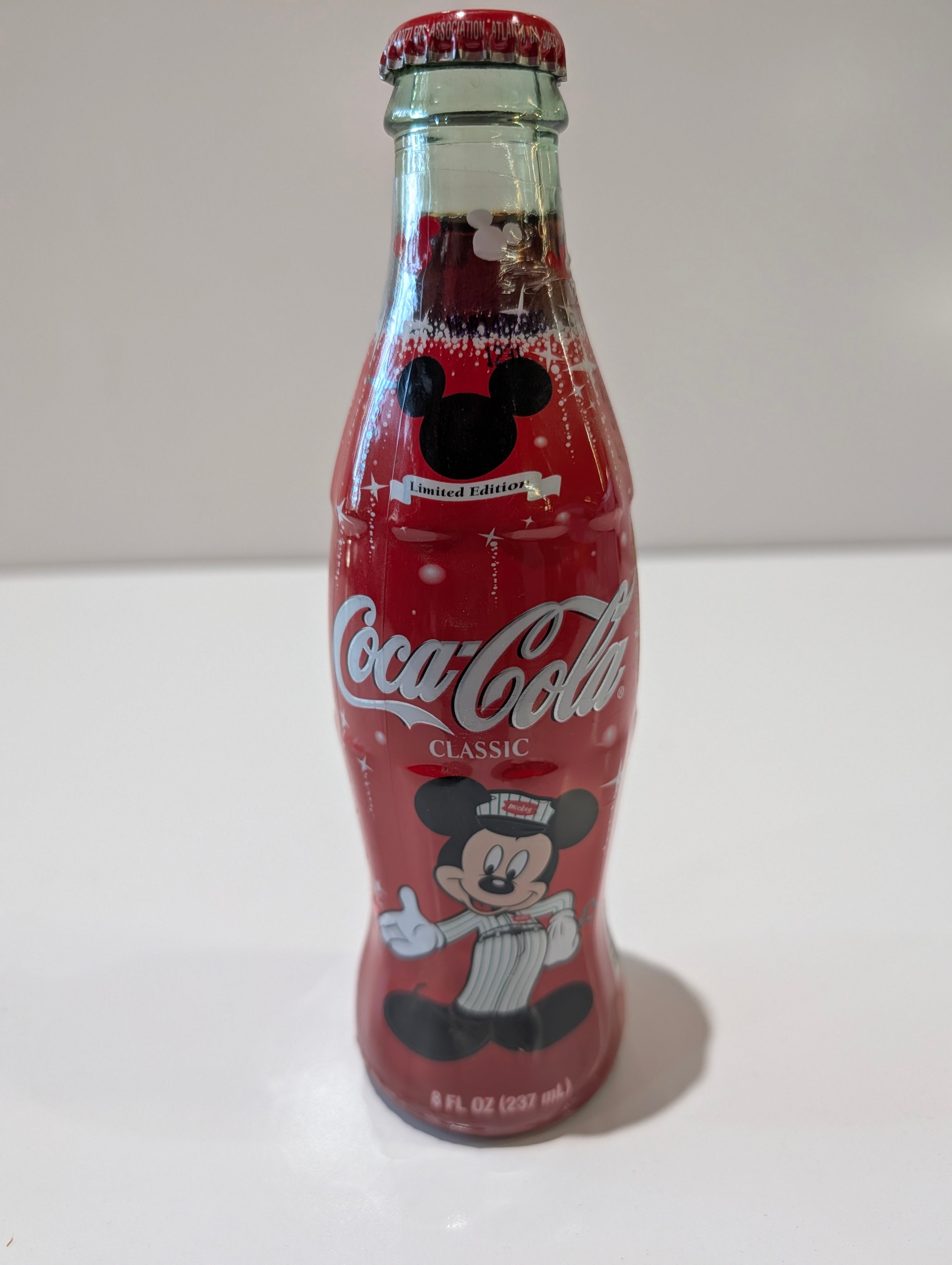 Coca Cola Disney Mickey Mouse Limited Edition 8oz Glass Bottle Full Sealed