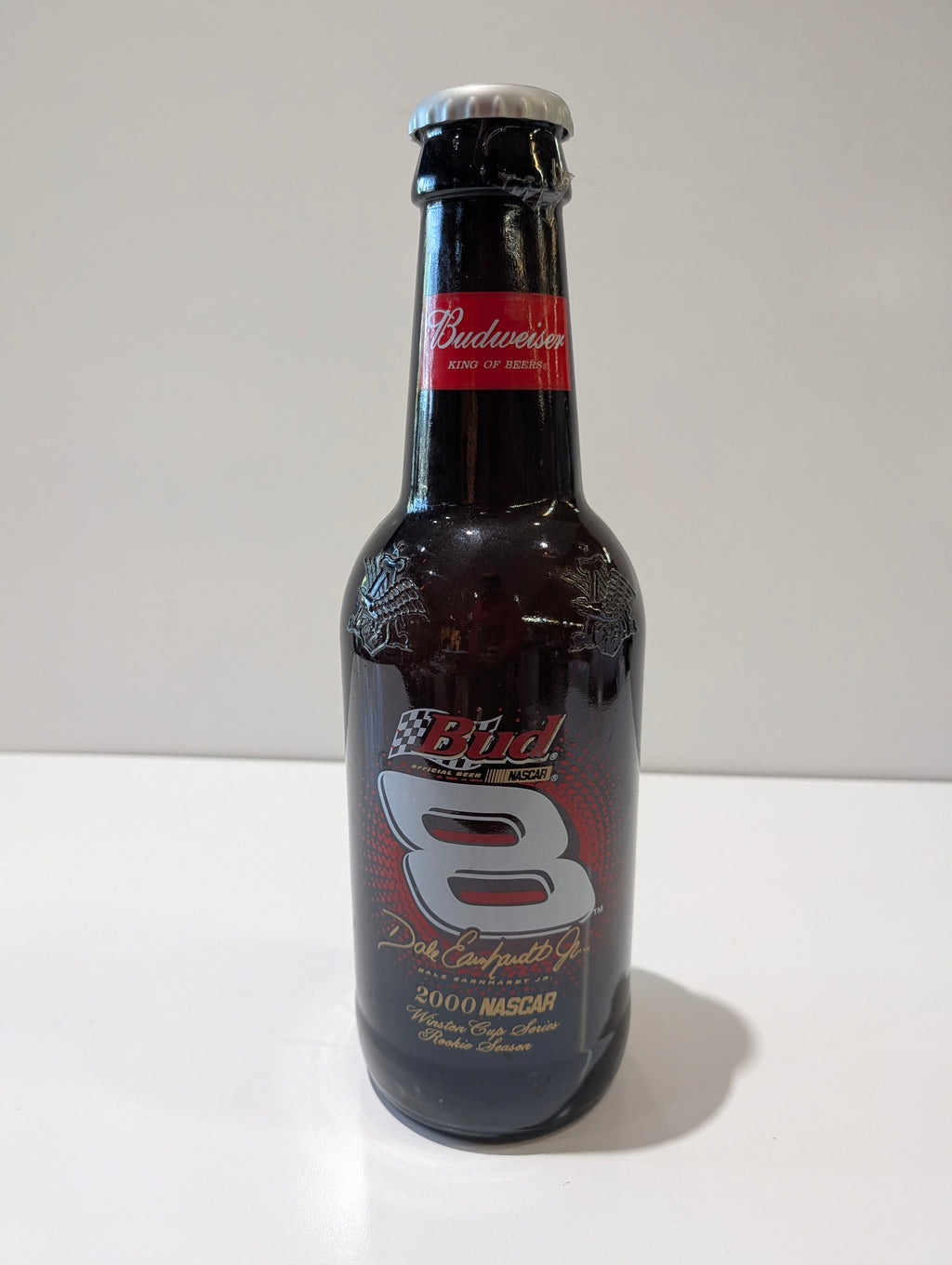 Vintage 2000 Dale Earnhardt Jr #8 Budweiser NASCAR Rookie Glass Bottle