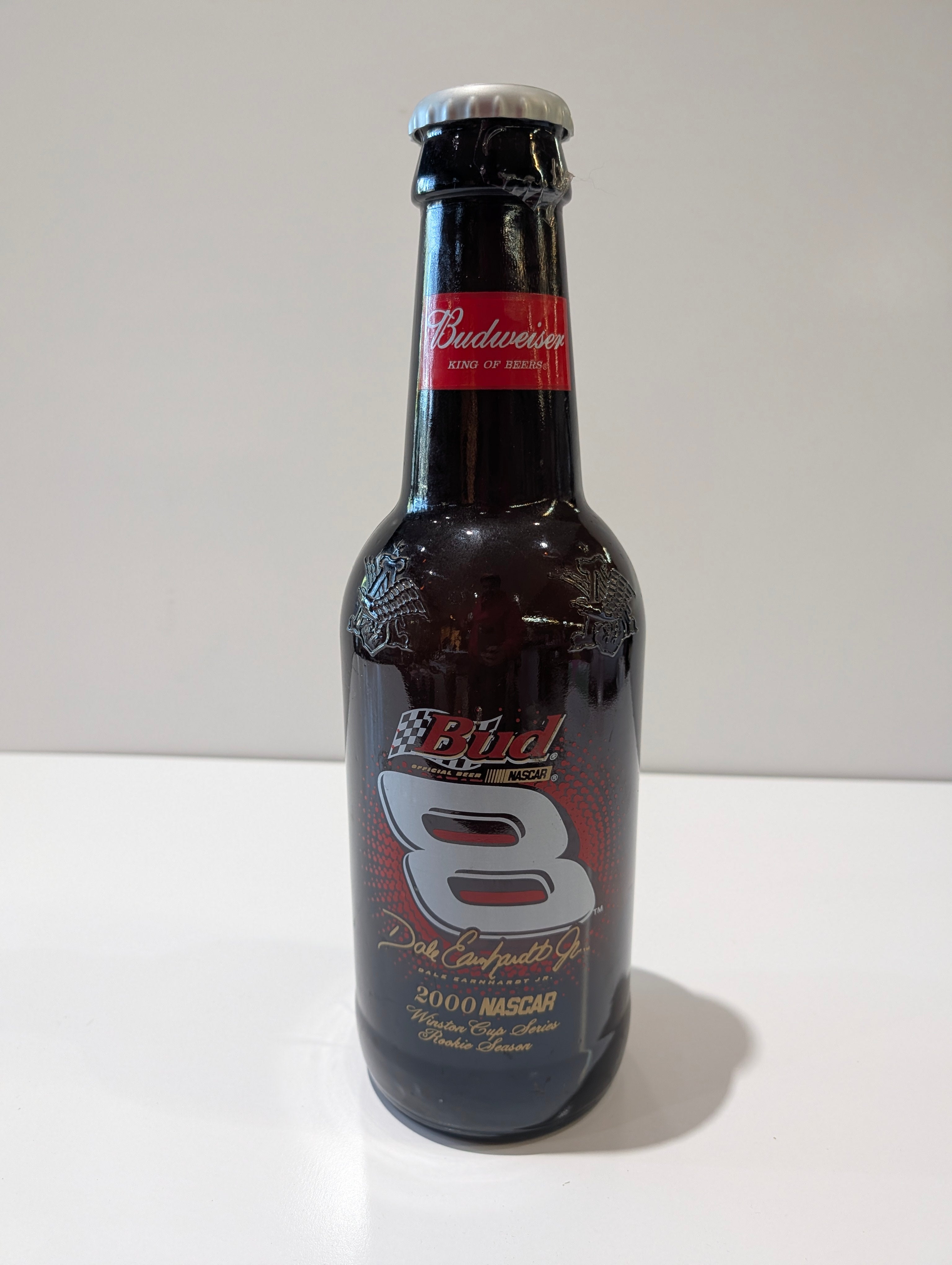 Vintage 2000 Dale Earnhardt Jr #8 Budweiser NASCAR Rookie Glass Bottle