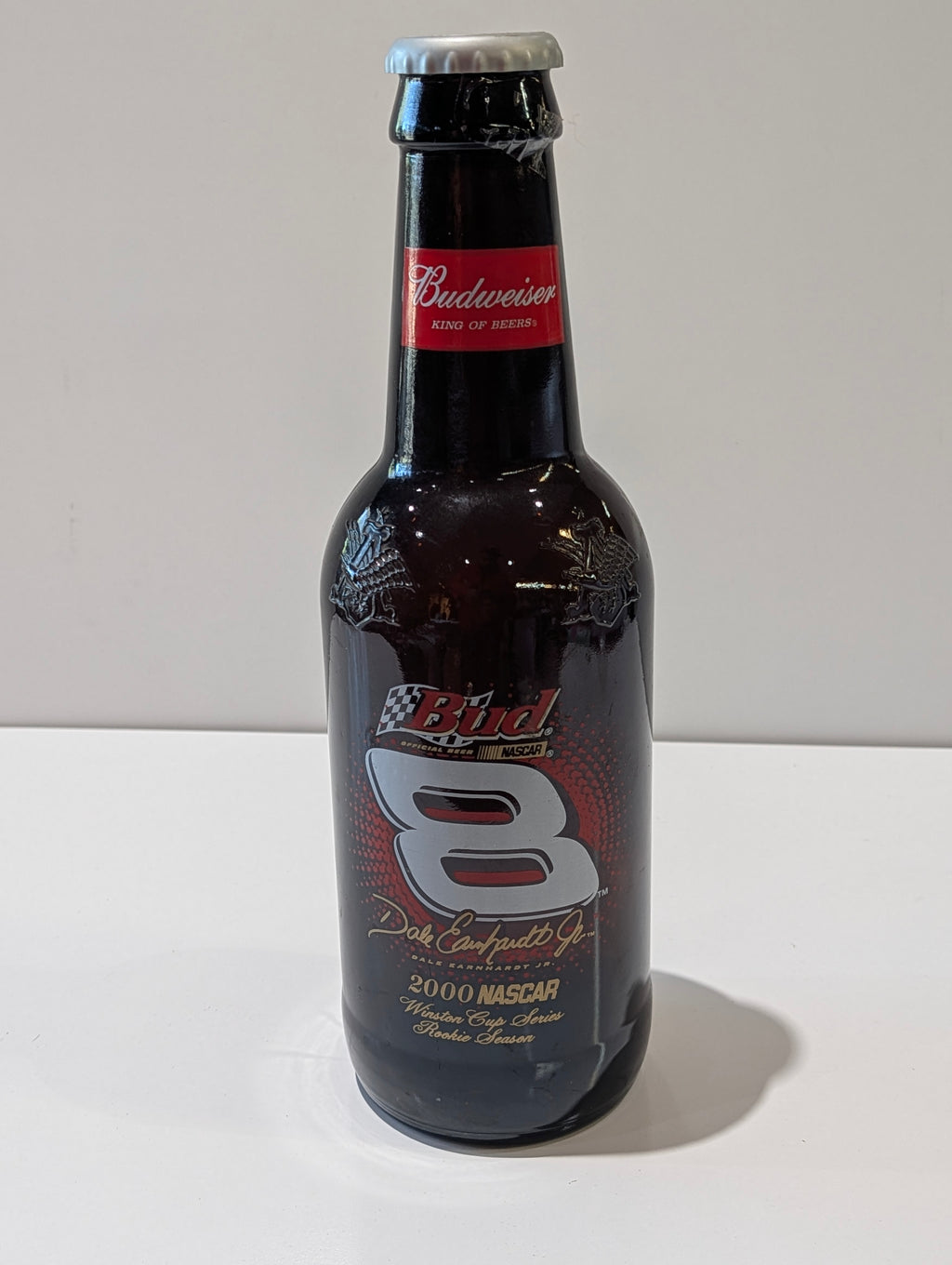 Vintage 2000 Dale Earnhardt Jr #8 Budweiser NASCAR Rookie Glass Bottle