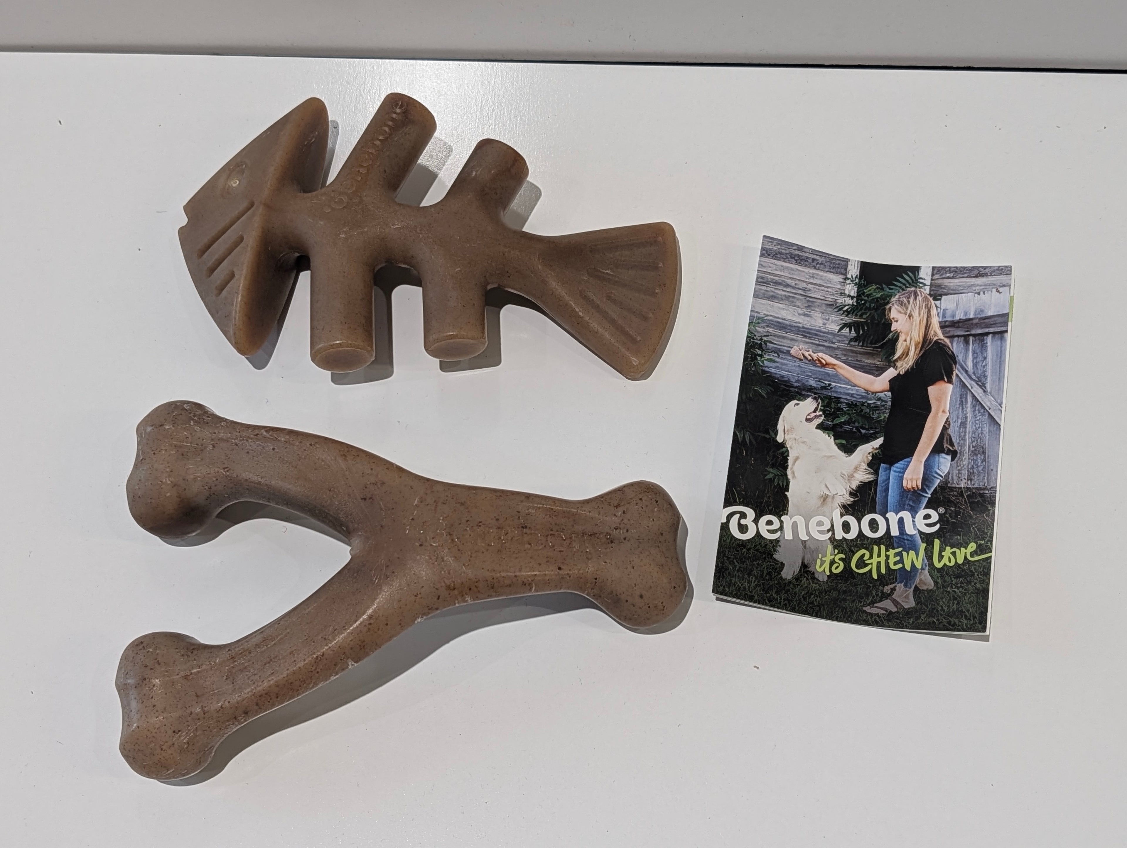 Benebone Dog Chew Toy Lot Wishbone Fishbone Durable Nylon Bacon Flavor Set