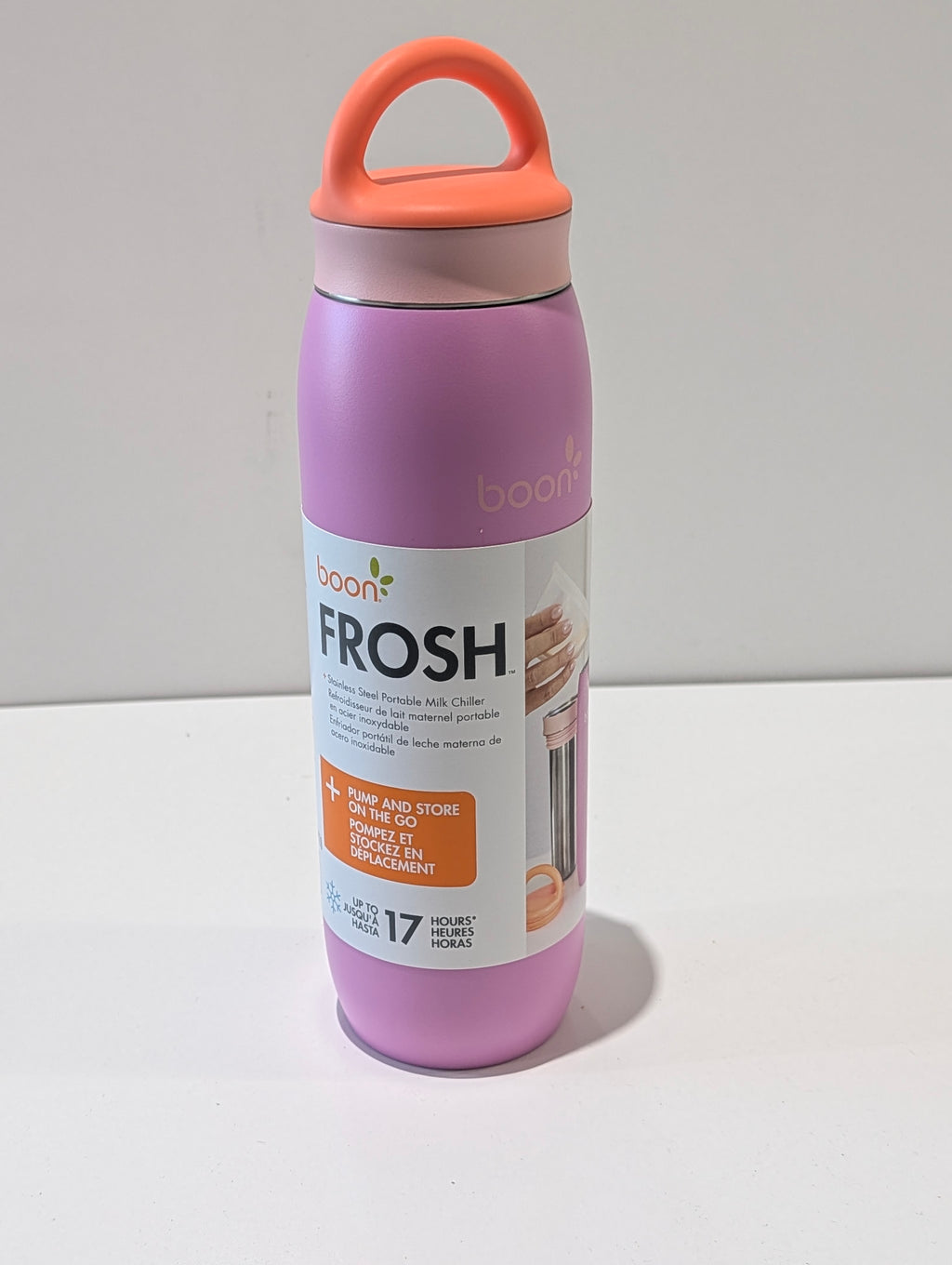 Boon FROSH Stainless Steel Portable Milk Chiller Bottle 17Hr Insulated Pink