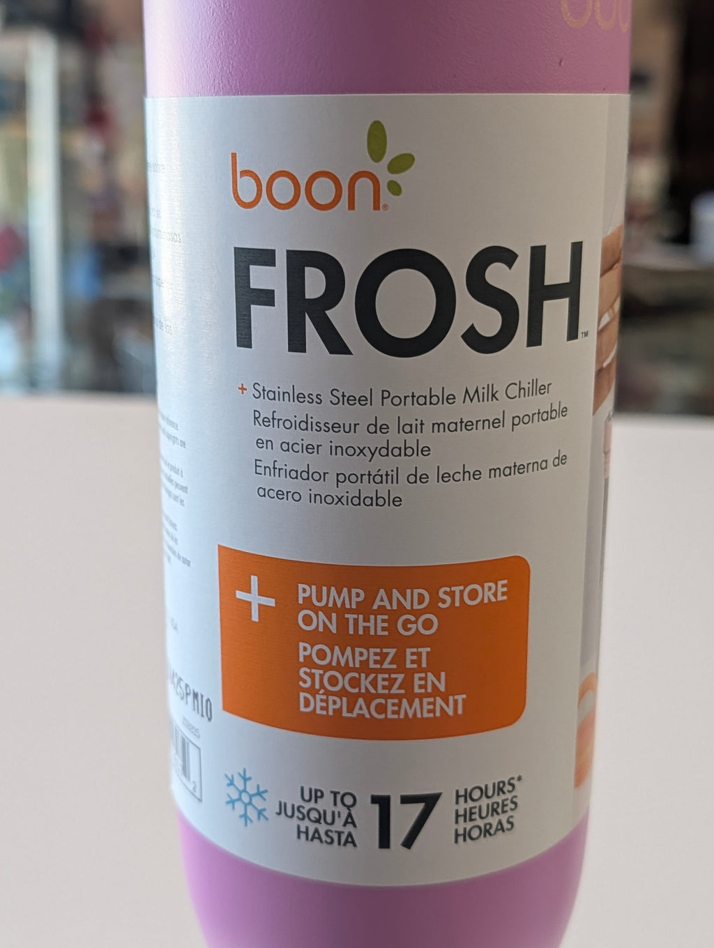 Boon FROSH Stainless Steel Portable Milk Chiller Bottle 17Hr Insulated Pink