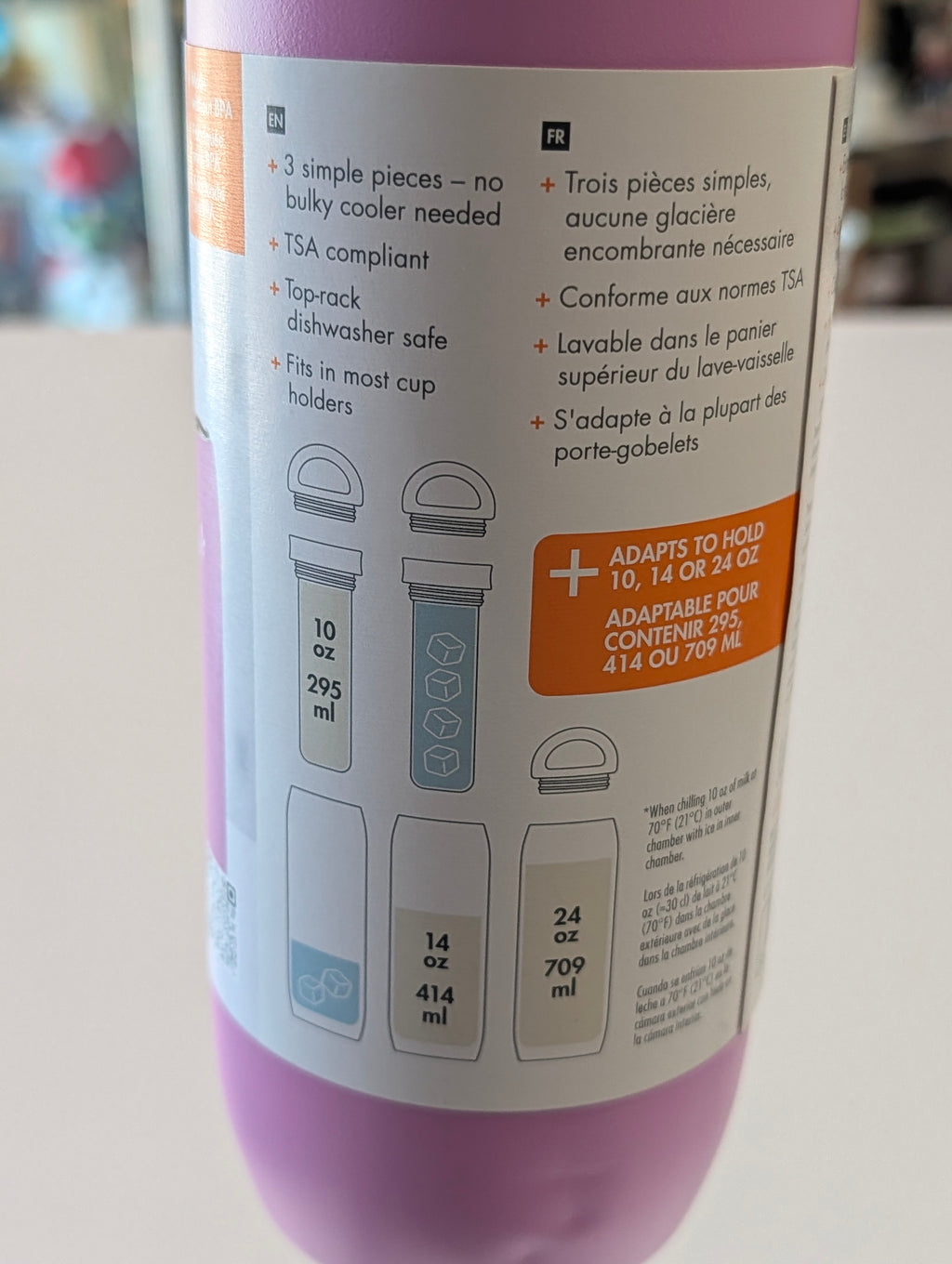 Boon FROSH Stainless Steel Portable Milk Chiller Bottle 17Hr Insulated Pink