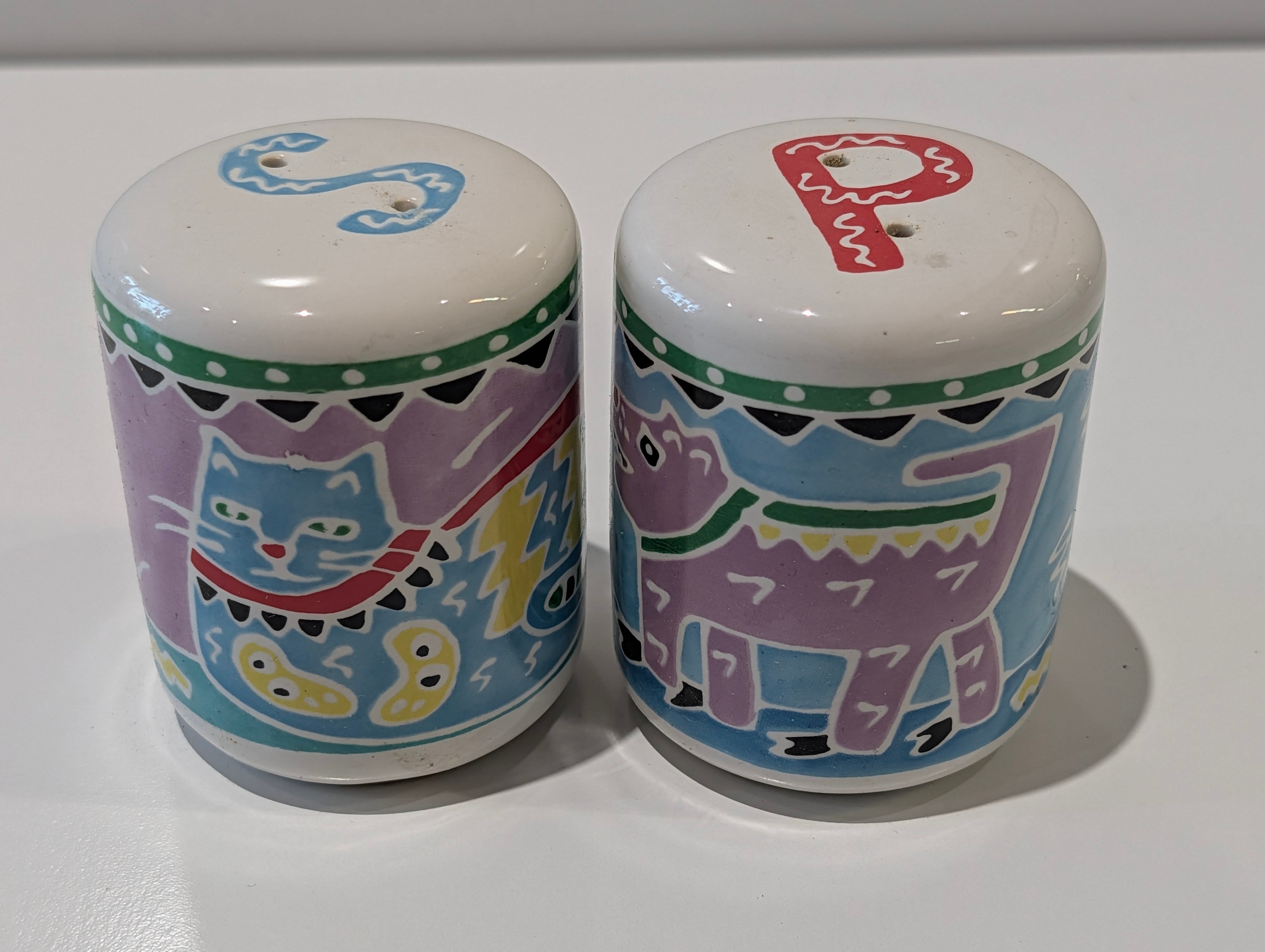 Vintage Judith Geiger Chaleur Southwest Ceramic Salt Pepper Shakers Set