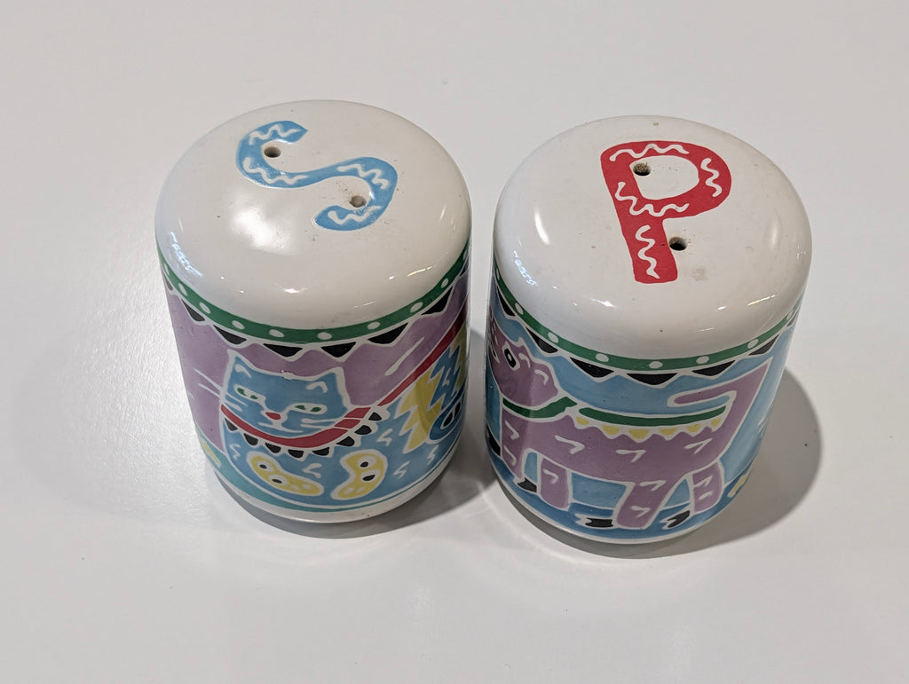 Vintage Judith Geiger Chaleur Southwest Ceramic Salt Pepper Shakers Set