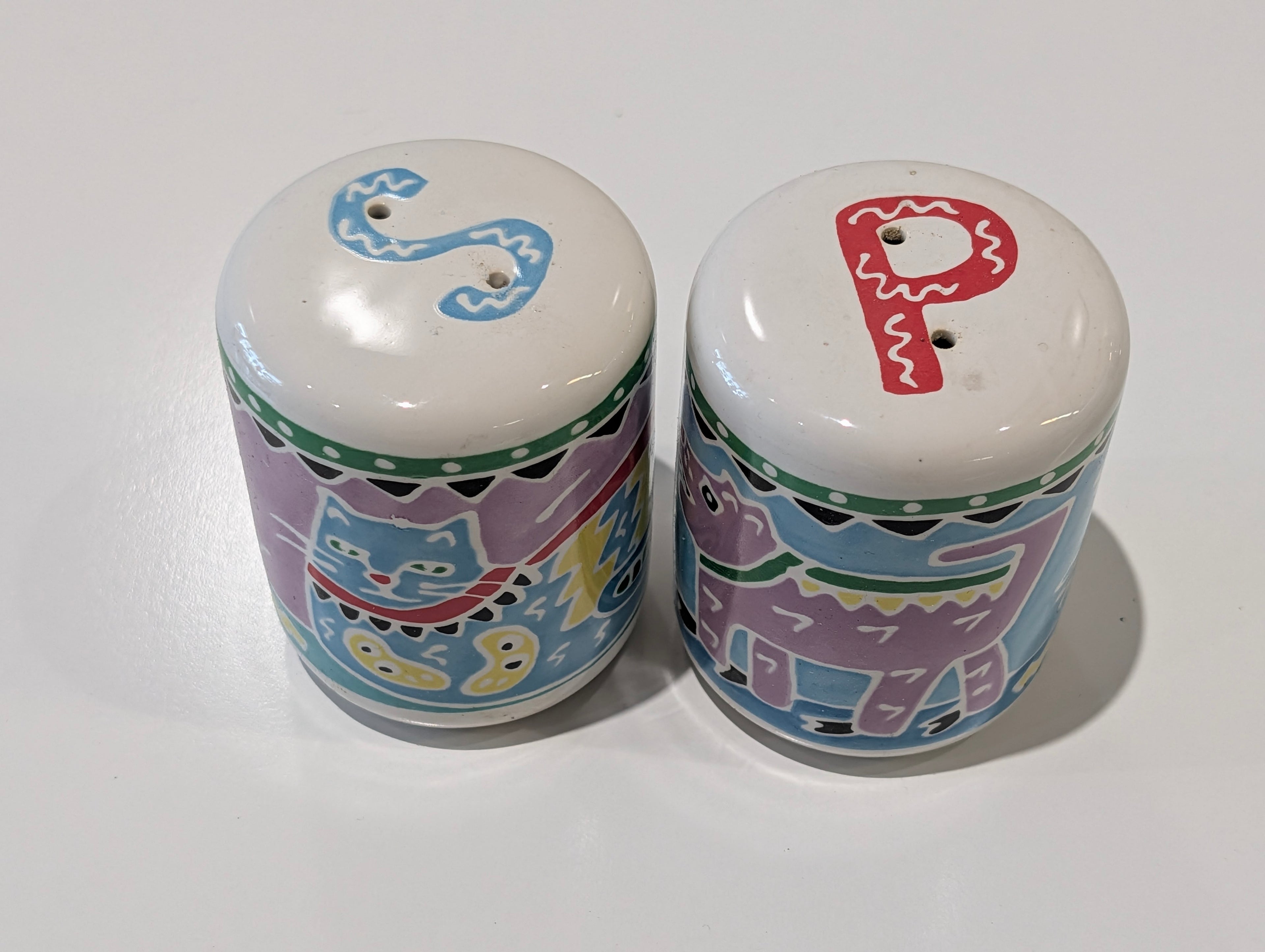 Vintage Judith Geiger Chaleur Southwest Ceramic Salt Pepper Shakers Set