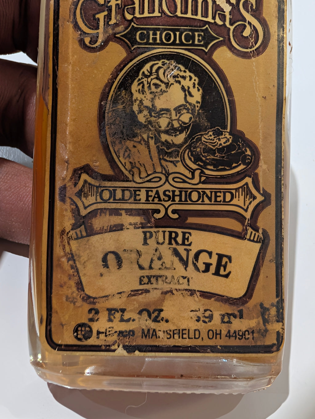 Vintage Grandma’s Choice Pure Orange Extract Glass Bottle 2oz Mansfield OH