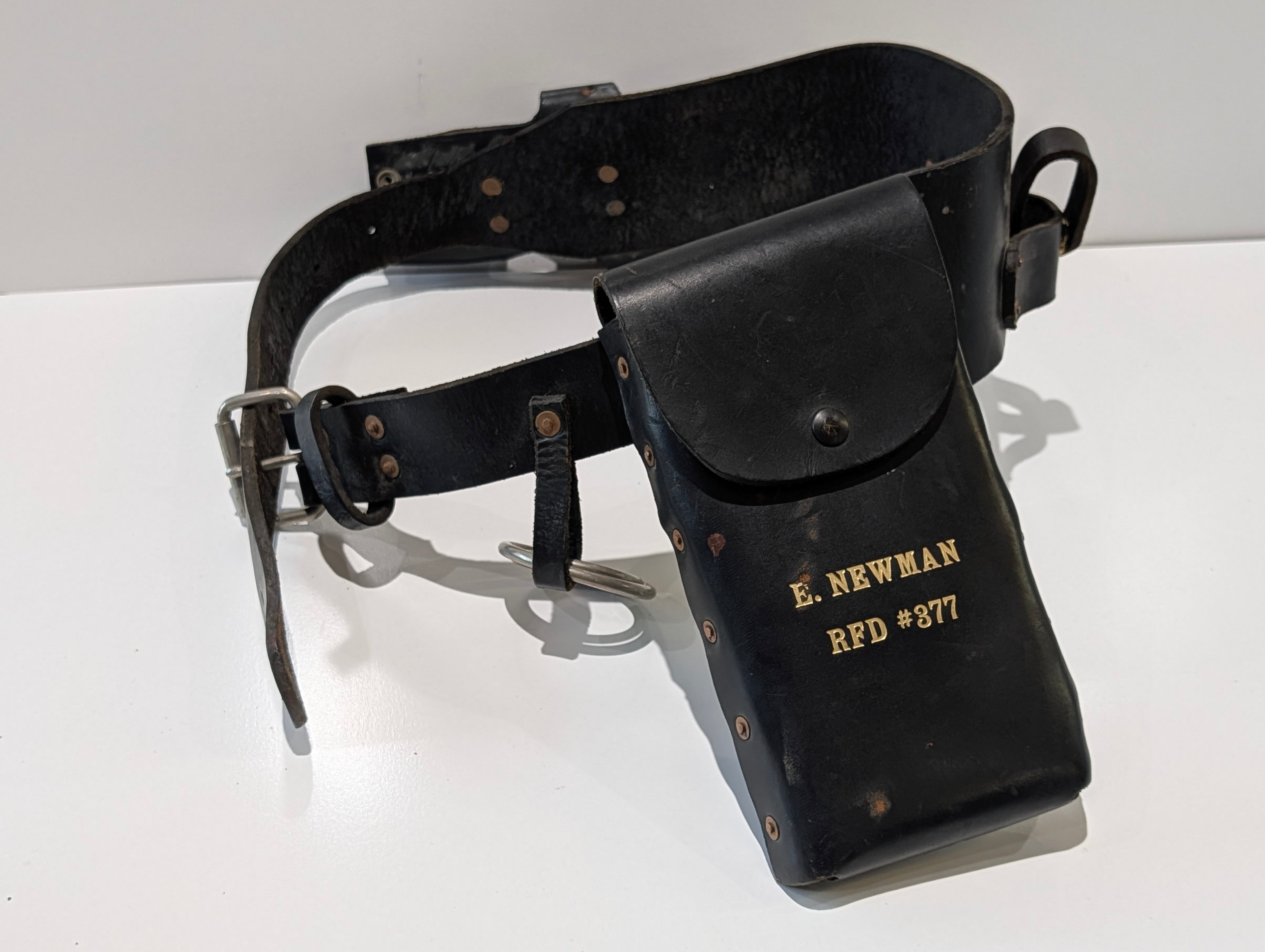 Vintage Leather Mail Carrier Utility Belt Pouch E Newman RFD 377 Postal Style