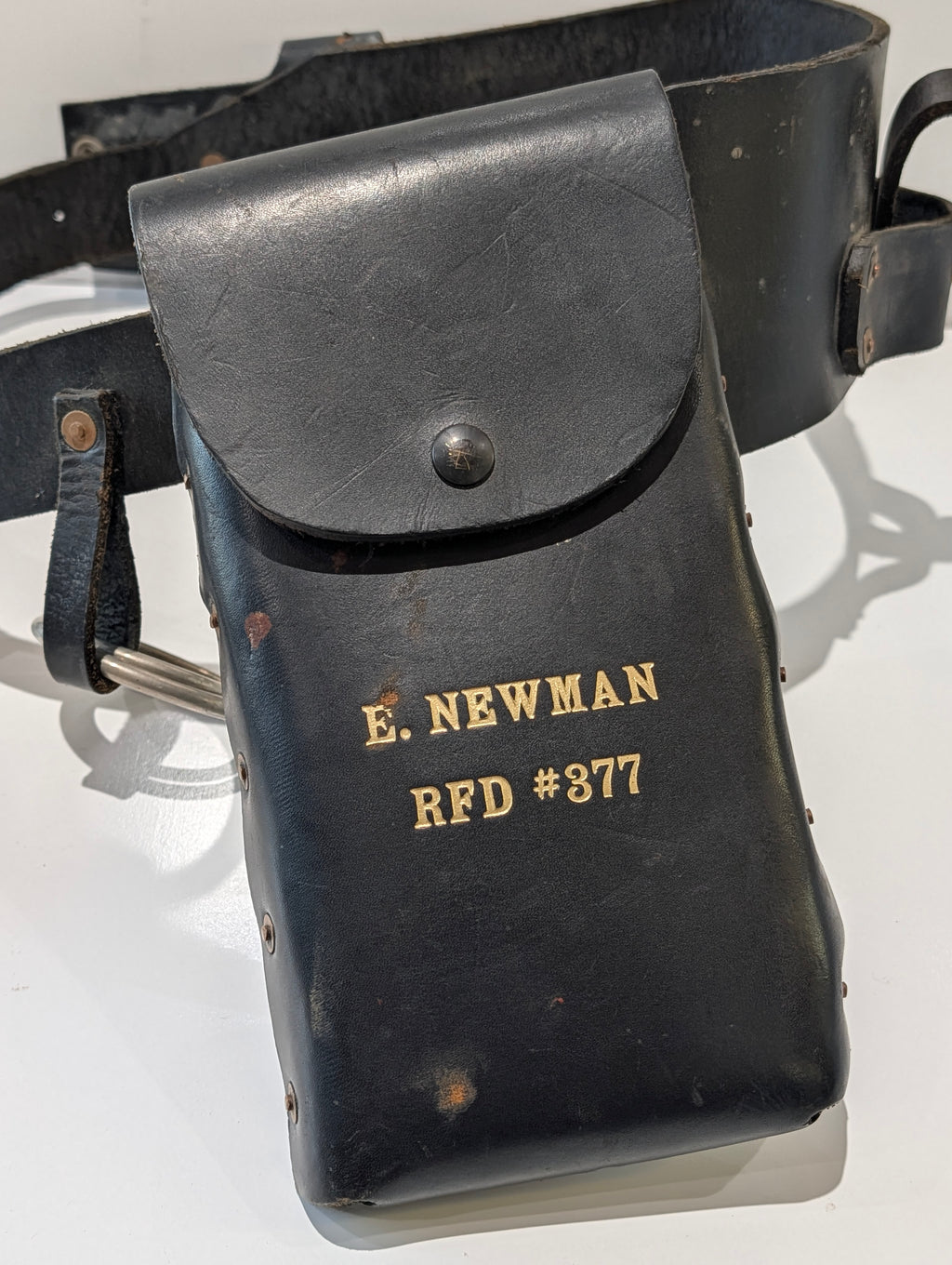 Vintage Leather Mail Carrier Utility Belt Pouch E Newman RFD 377 Postal Style