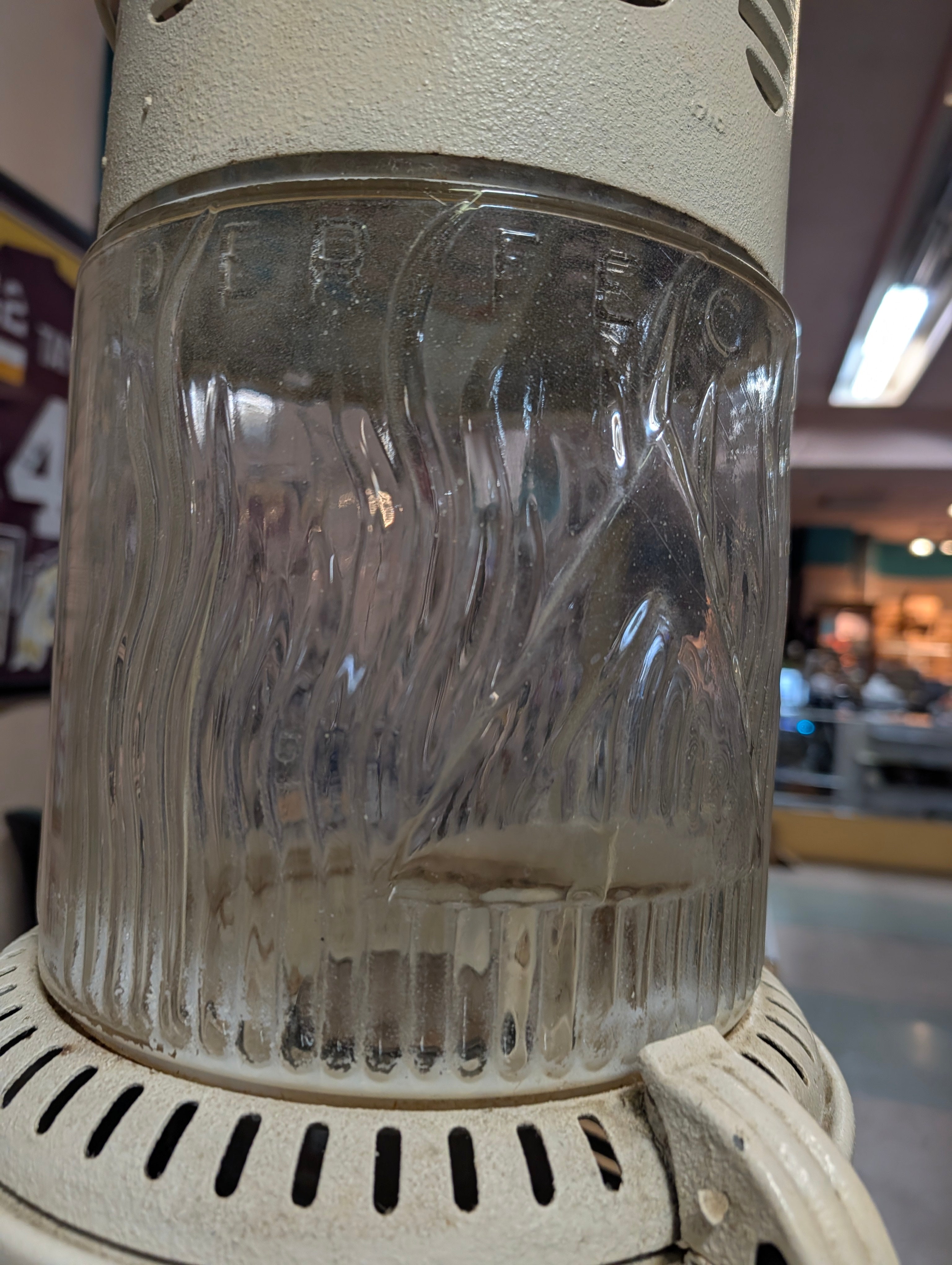 Vintage Perfection Kerosene Heater Pyrex Globe Metal Stove Farmhouse Decor