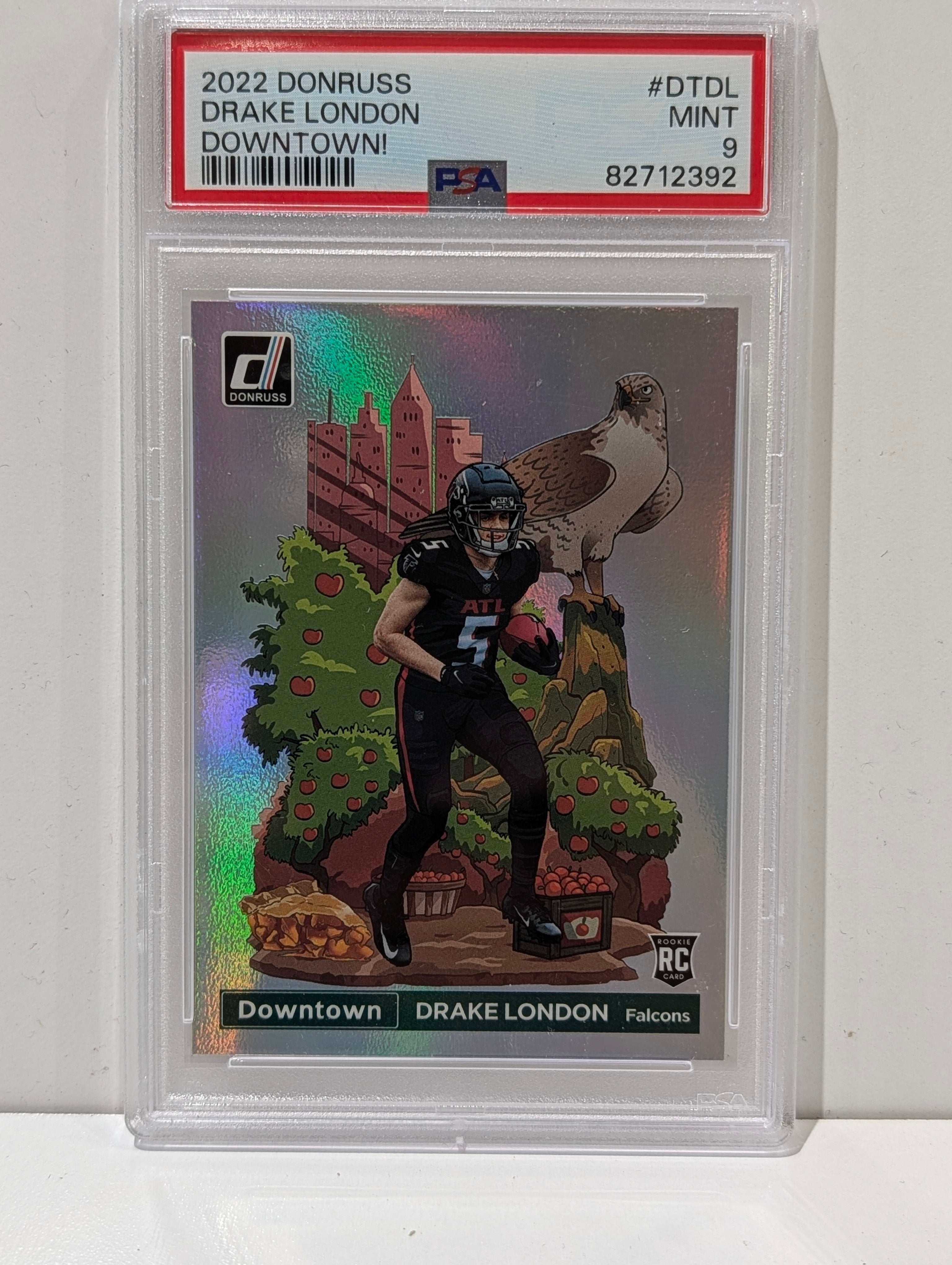 2022 Donruss Downtown Drake London Rookie PSA 9 Mint Falcons SSP Card