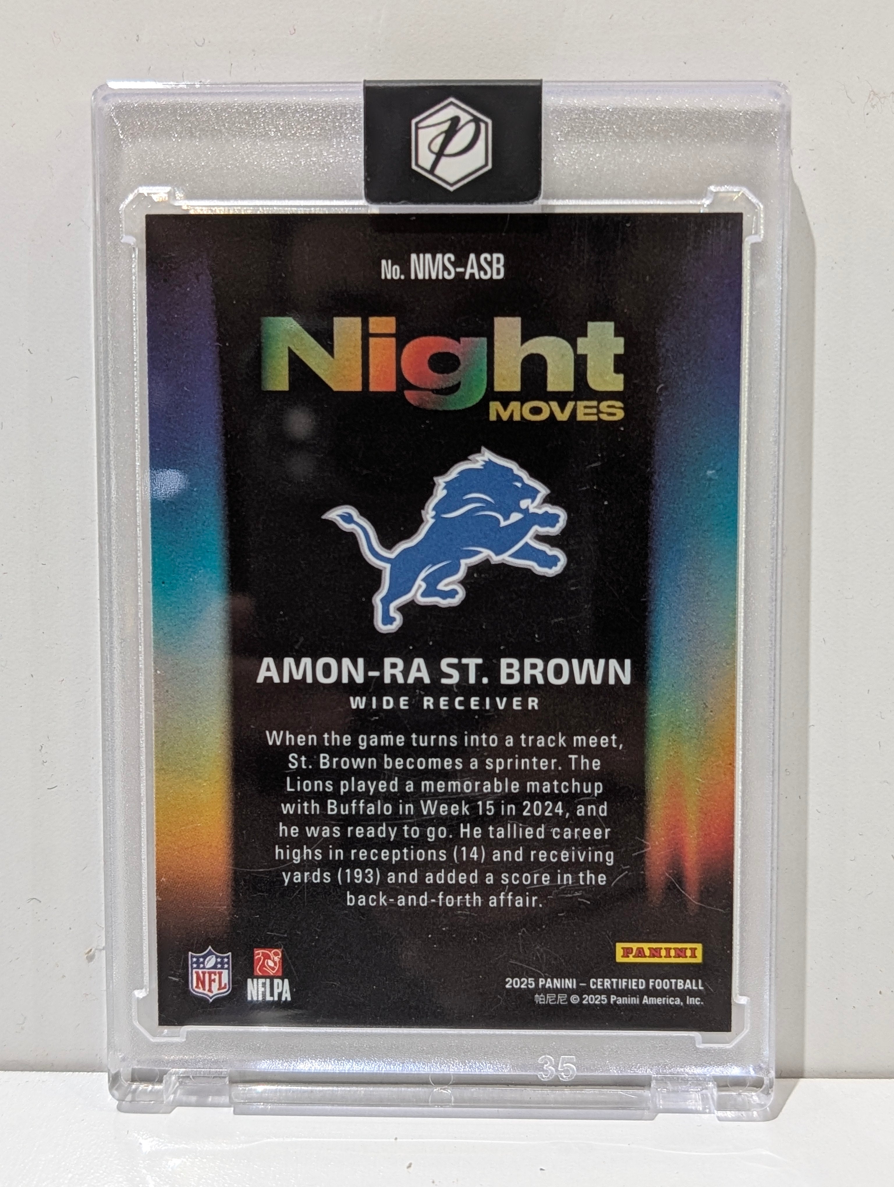 2025 Panini Certified Night Moves Amon-Ra St Brown Lions Insert Card Rare