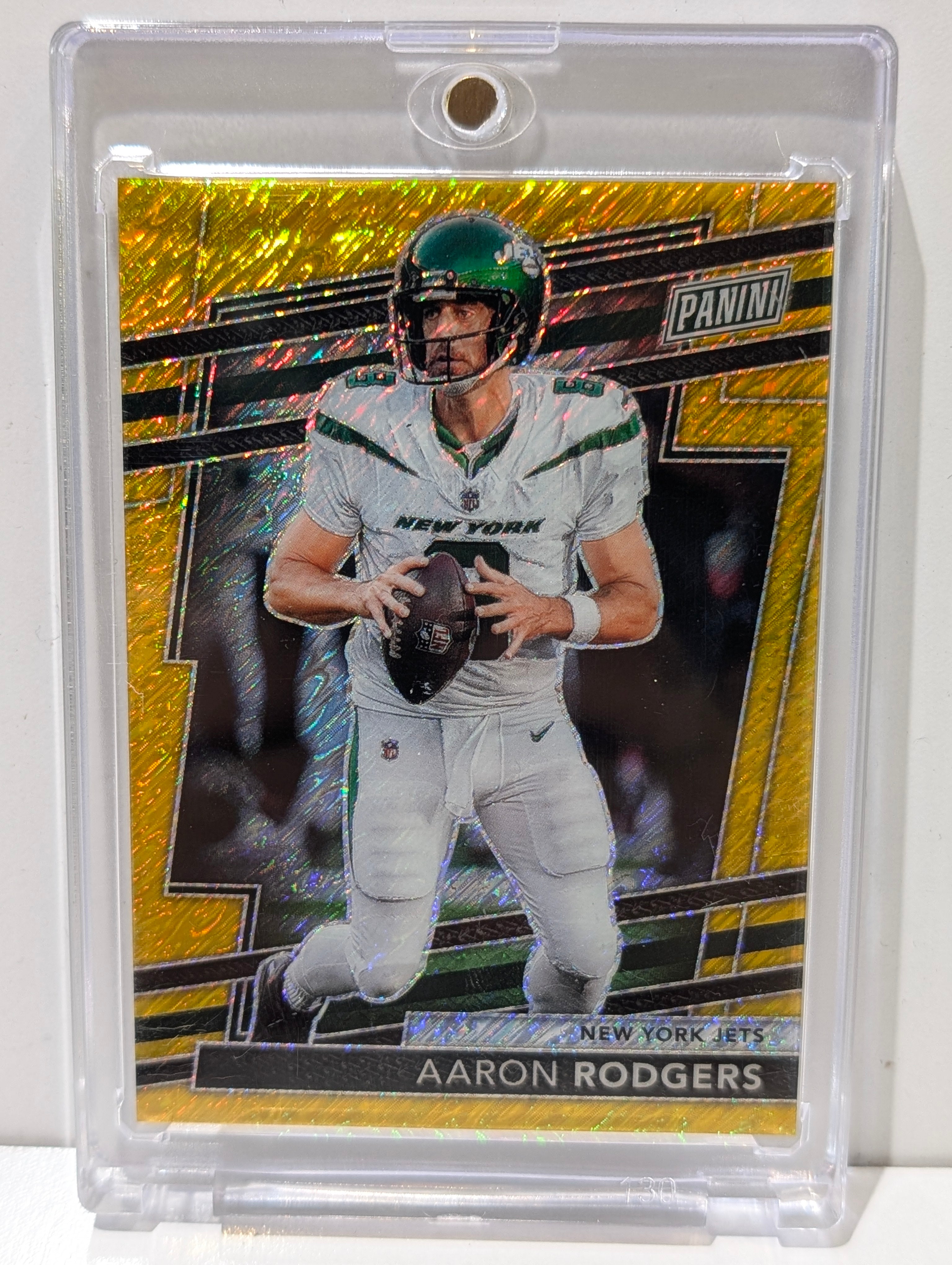 2024 Panini Prizm VIP Aaron Rodgers Gold Cracked Ice SSP 09/10 Jets Card