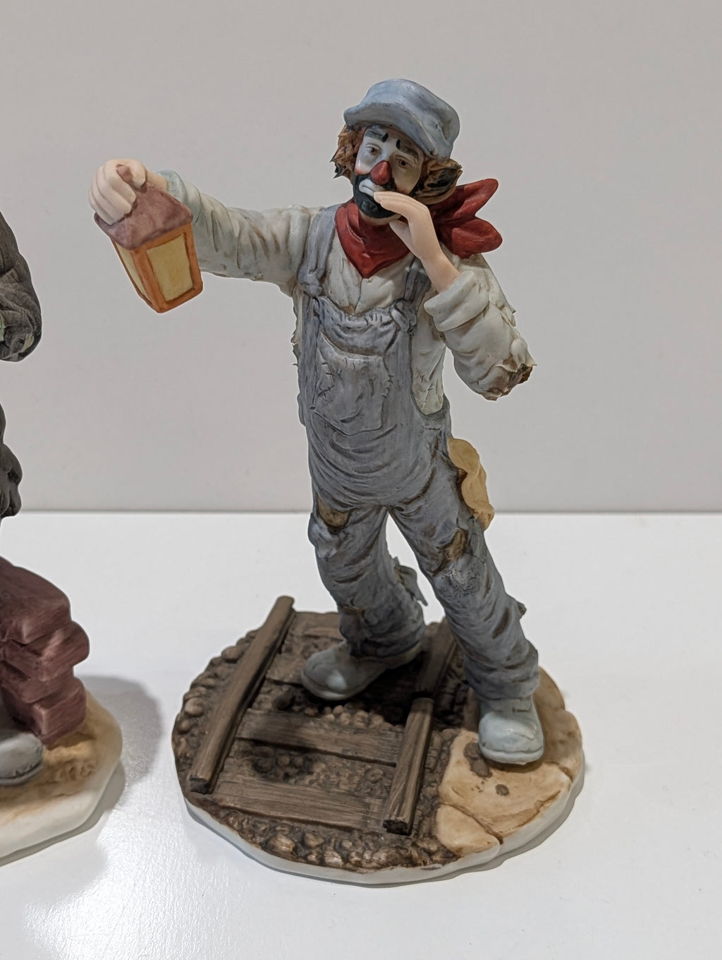 Vintage Emmett Kelly Jr Flambro Porcelain Clown Figurines Set Signed Hobo Duo