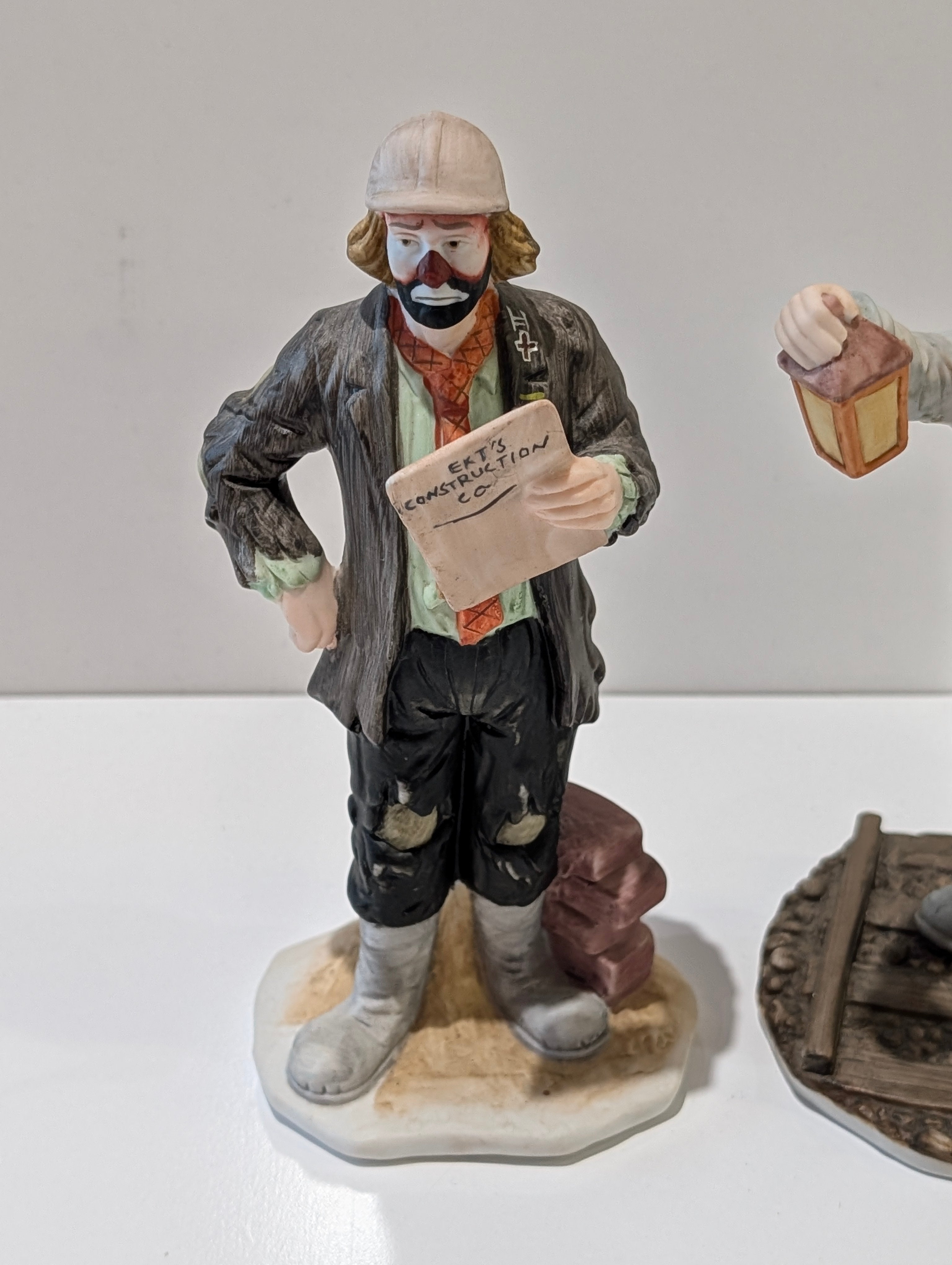 Vintage Emmett Kelly Jr Flambro Porcelain Clown Figurines Set Signed Hobo Duo