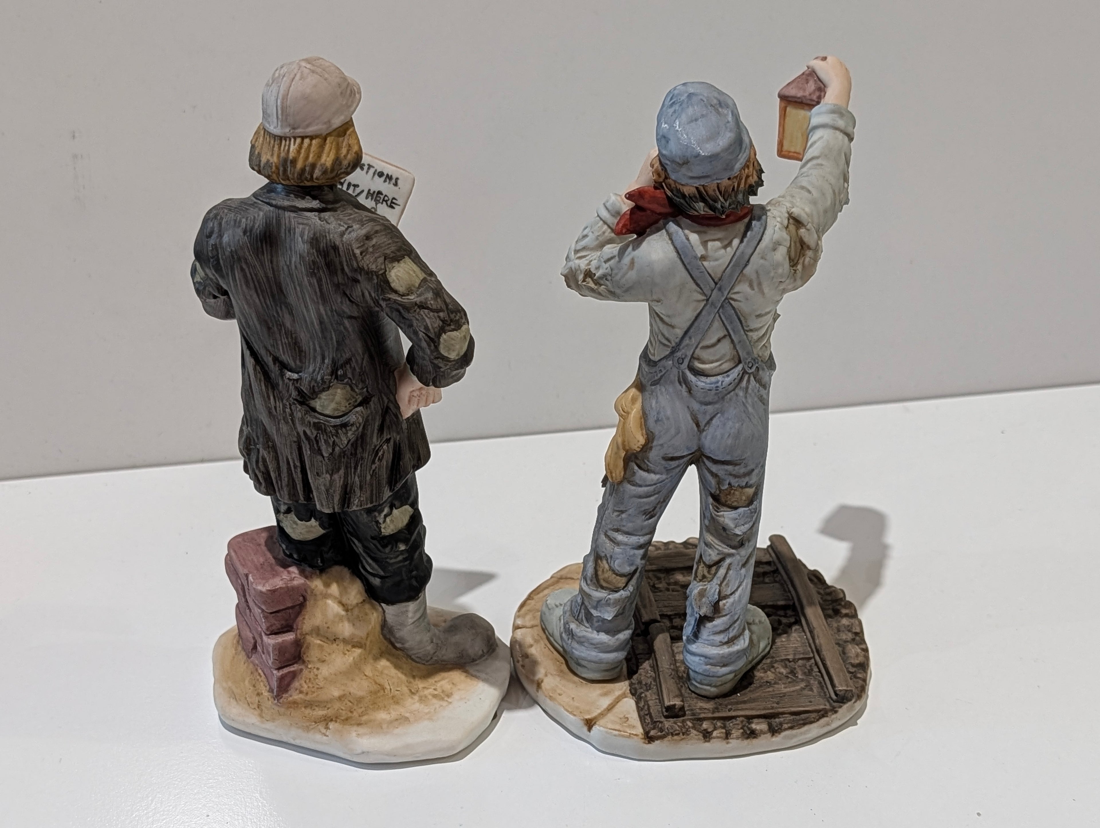 Vintage Emmett Kelly Jr Flambro Porcelain Clown Figurines Set Signed Hobo Duo