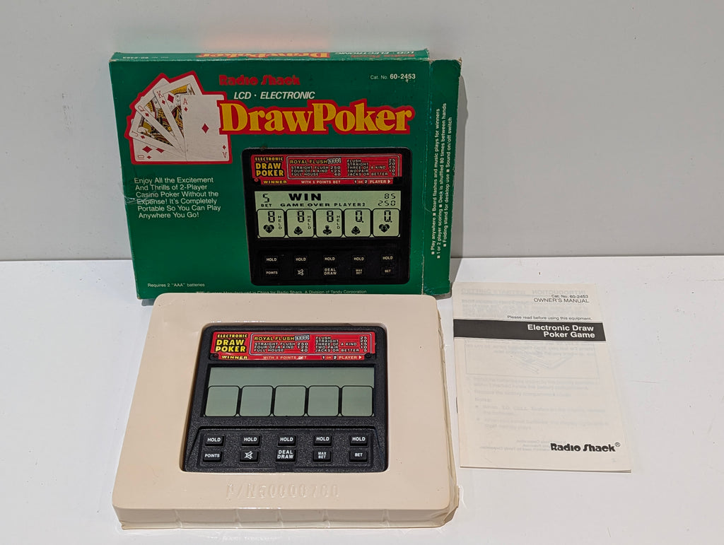 Vintage Radio Shack LCD Electronic Draw Poker Game Cat No 60-2453 W Box