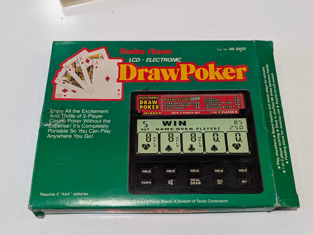 Vintage Radio Shack LCD Electronic Draw Poker Game Cat No 60-2453 W Box