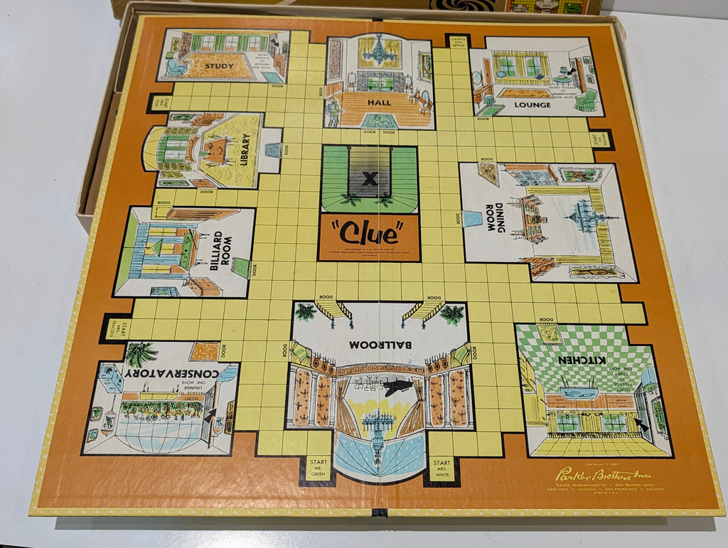 Vintage 1960 Parker Brothers Clue Detective Game Complete Board Set USA