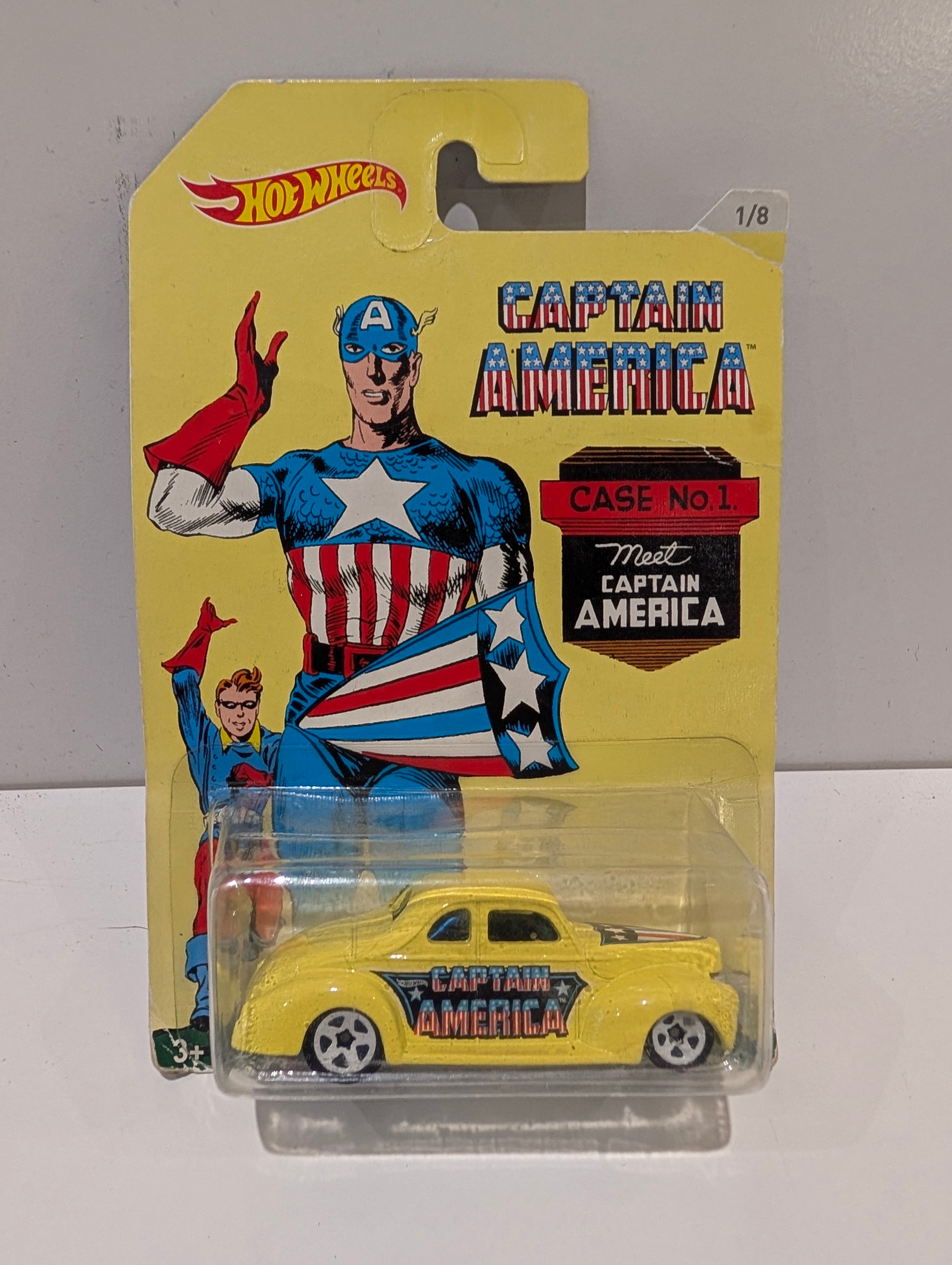 Hot Wheels Captain America Marvel Comics Yellow Coupe Diecast Car Sealed Card